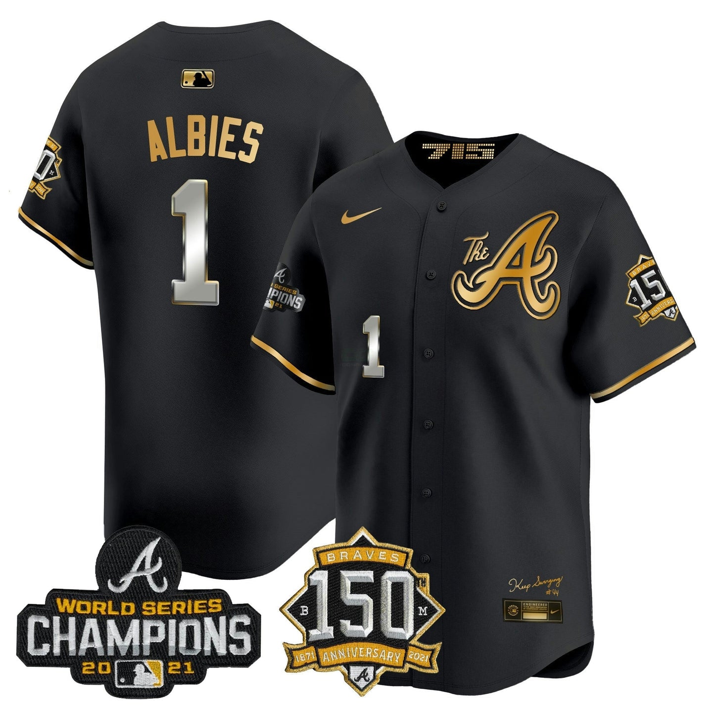 Camisa MLB Men’s Atlanta Champions & 150th Patch Vapor Premier Limited Jersey