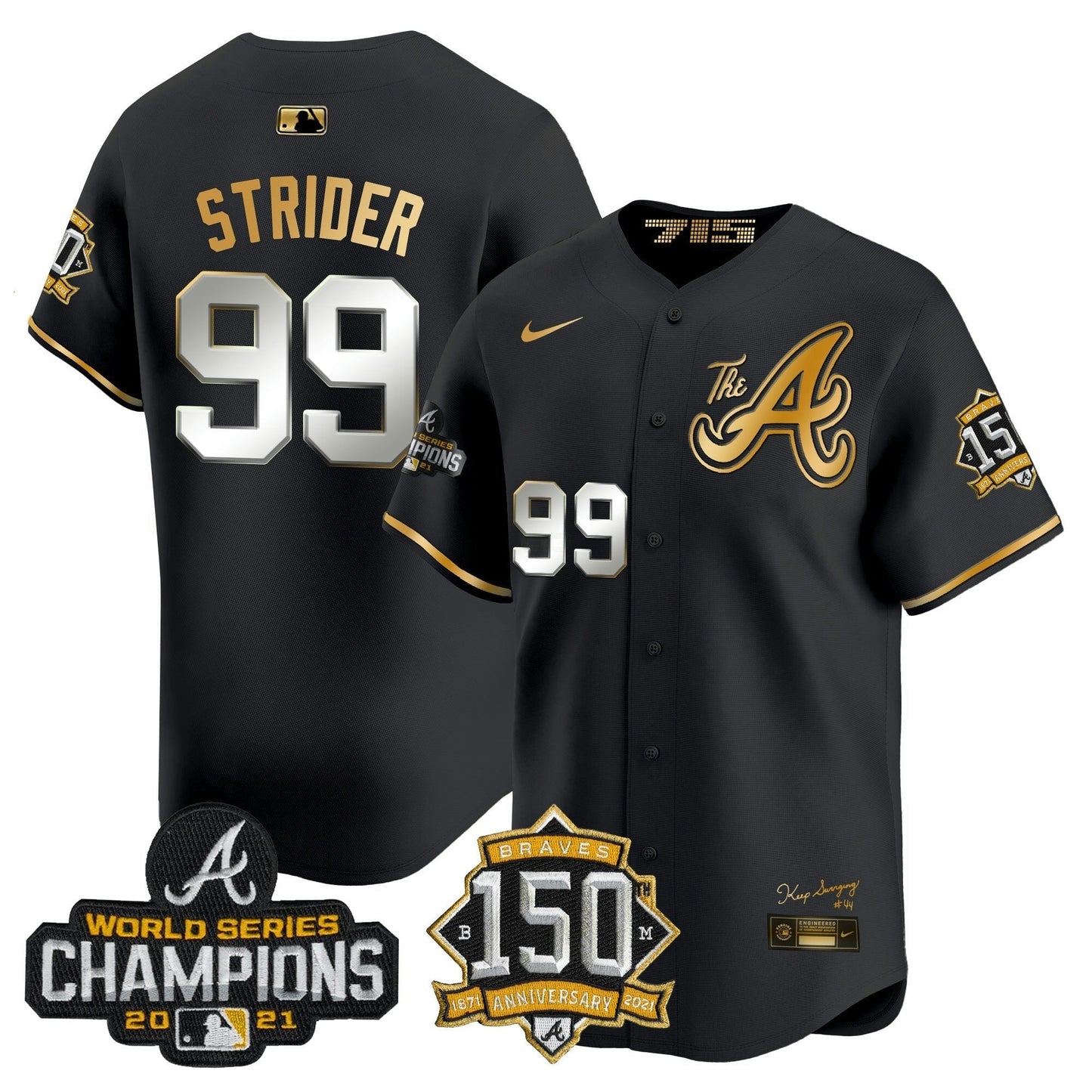 Camisa MLB Men’s Atlanta Champions & 150th Patch Vapor Premier Limited Jersey
