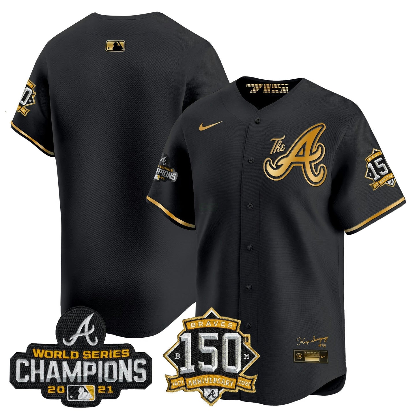 Camisa MLB Men’s Atlanta Champions & 150th Patch Vapor Premier Limited Jersey