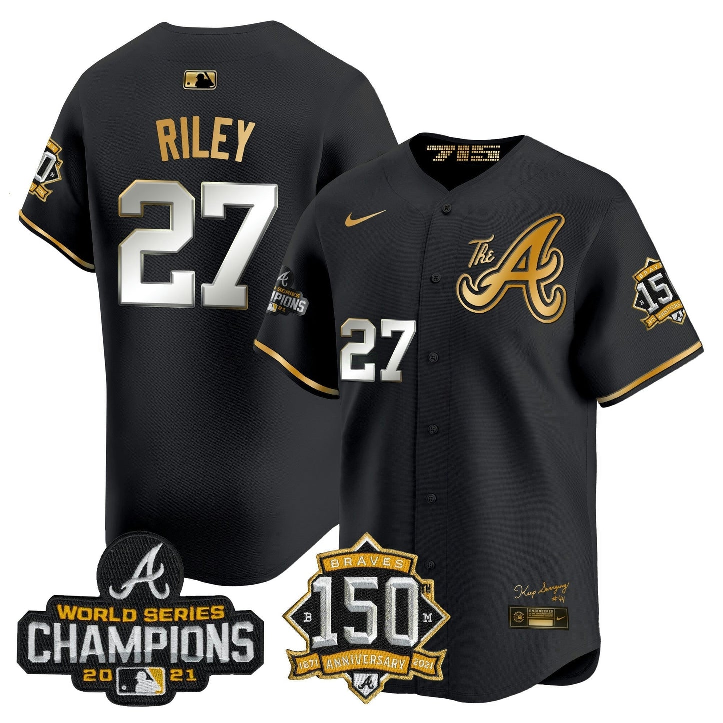 Camisa MLB Men’s Atlanta Champions & 150th Patch Vapor Premier Limited Jersey