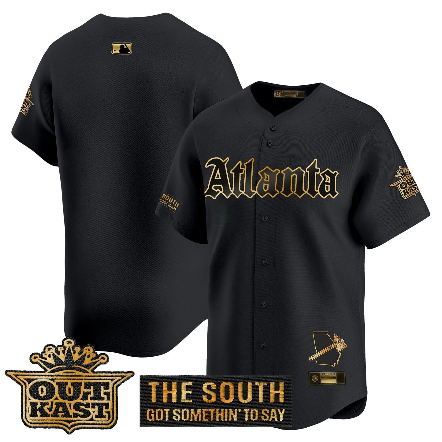 Camisa MLB Men’s Atlanta ‘Gothic South x Outkast Edition’ Dourada Vapor Premier Limited Jersey