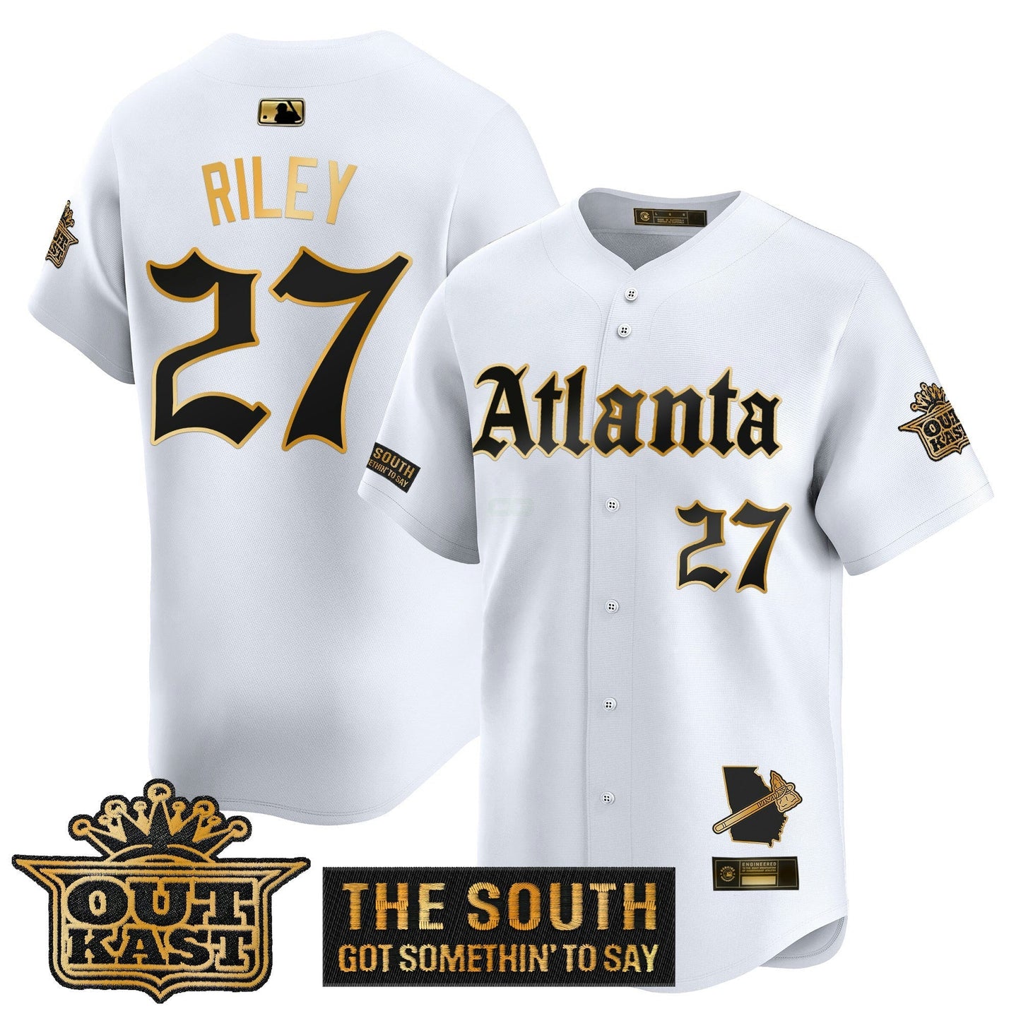 Camisa MLB Men’s Atlanta ‘Gothic South x Outkast Edition’ Dourada Vapor Premier Limited Jersey