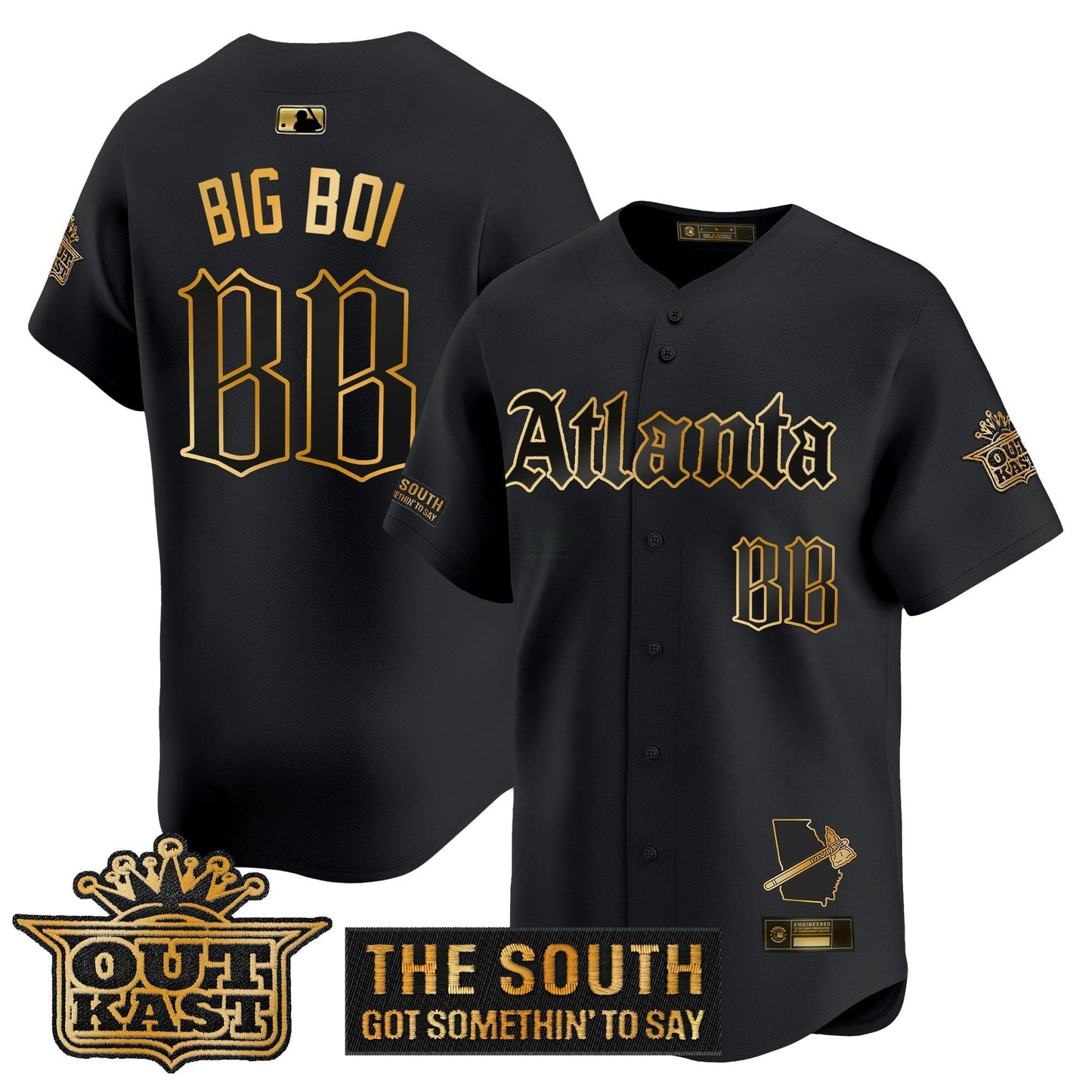 Camisa MLB Men’s Atlanta ‘Gothic South x Outkast Edition’ Dourada Vapor Premier Limited Jersey