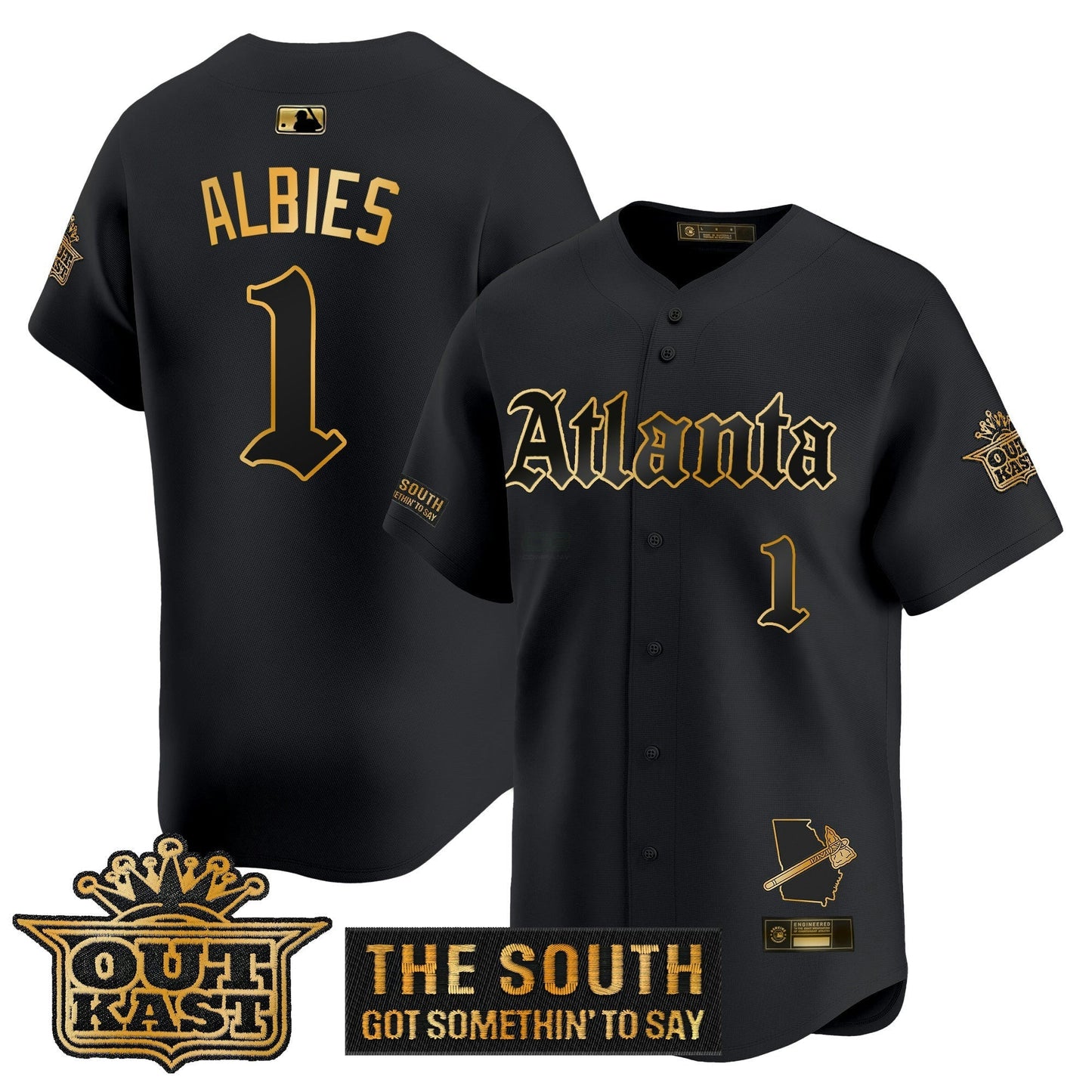 Camisa MLB Men’s Atlanta ‘Gothic South x Outkast Edition’ Dourada Vapor Premier Limited Jersey