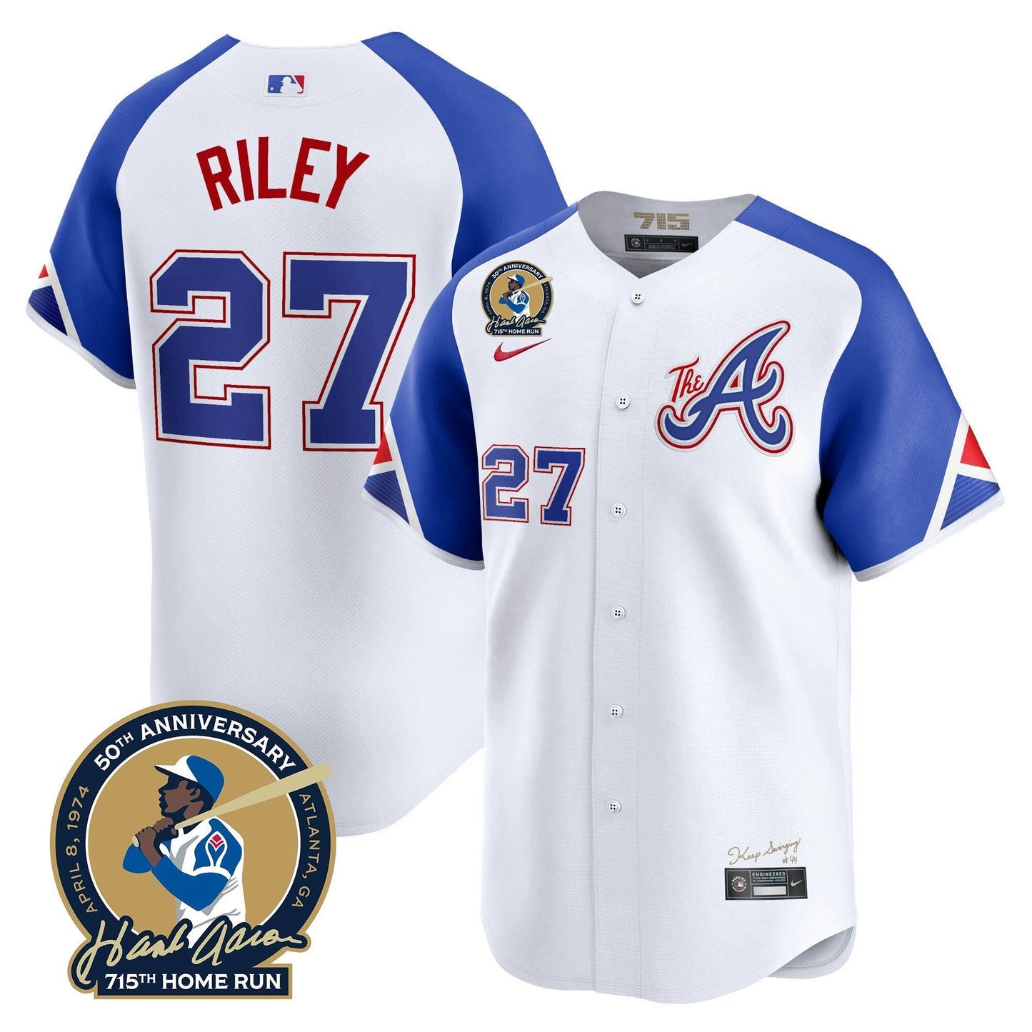 Camisa MLB Men’s Atlanta Hank Aaron 715th Home Run Patch Vapor Premier Limited Jersey