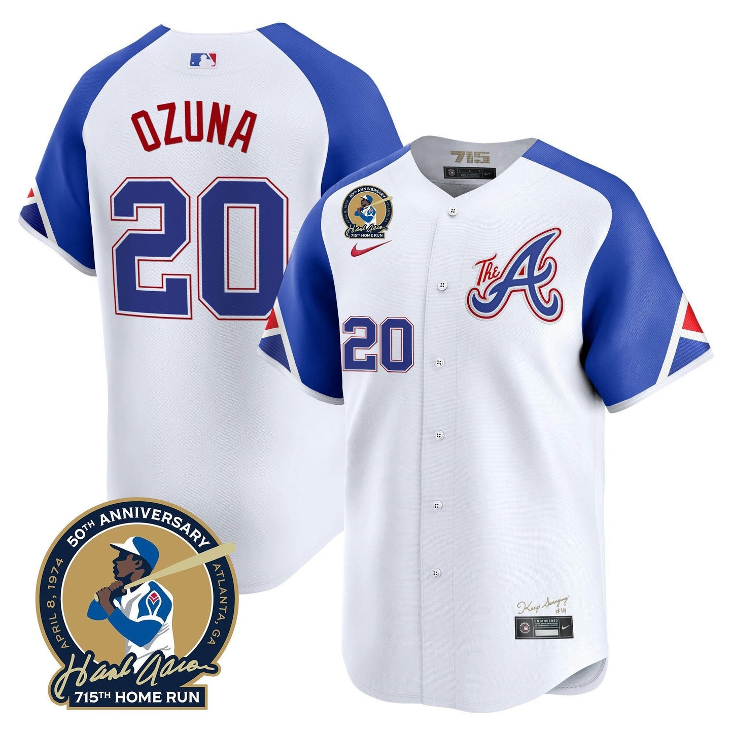 Camisa MLB Men’s Atlanta Hank Aaron 715th Home Run Patch Vapor Premier Limited Jersey