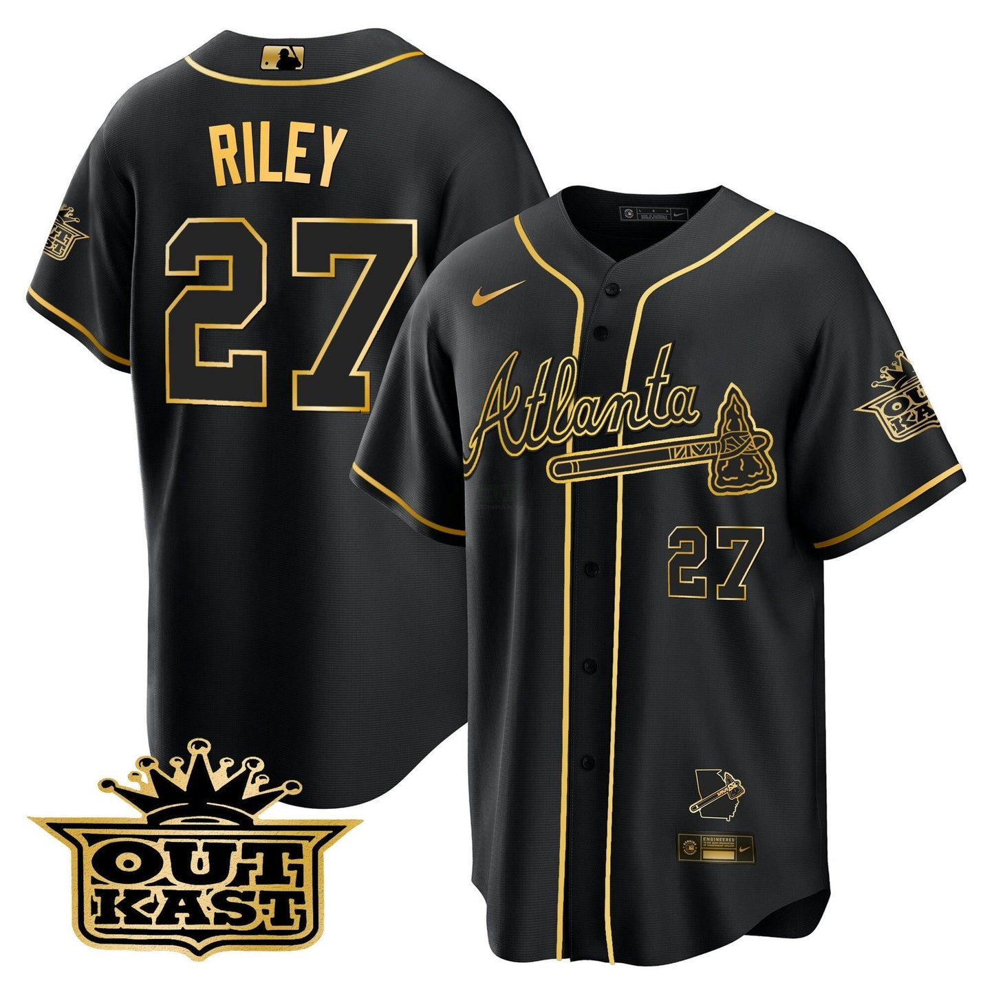 Camisa MLB Men’s Atlanta Outkast Cool Base Dourada Jersey V3