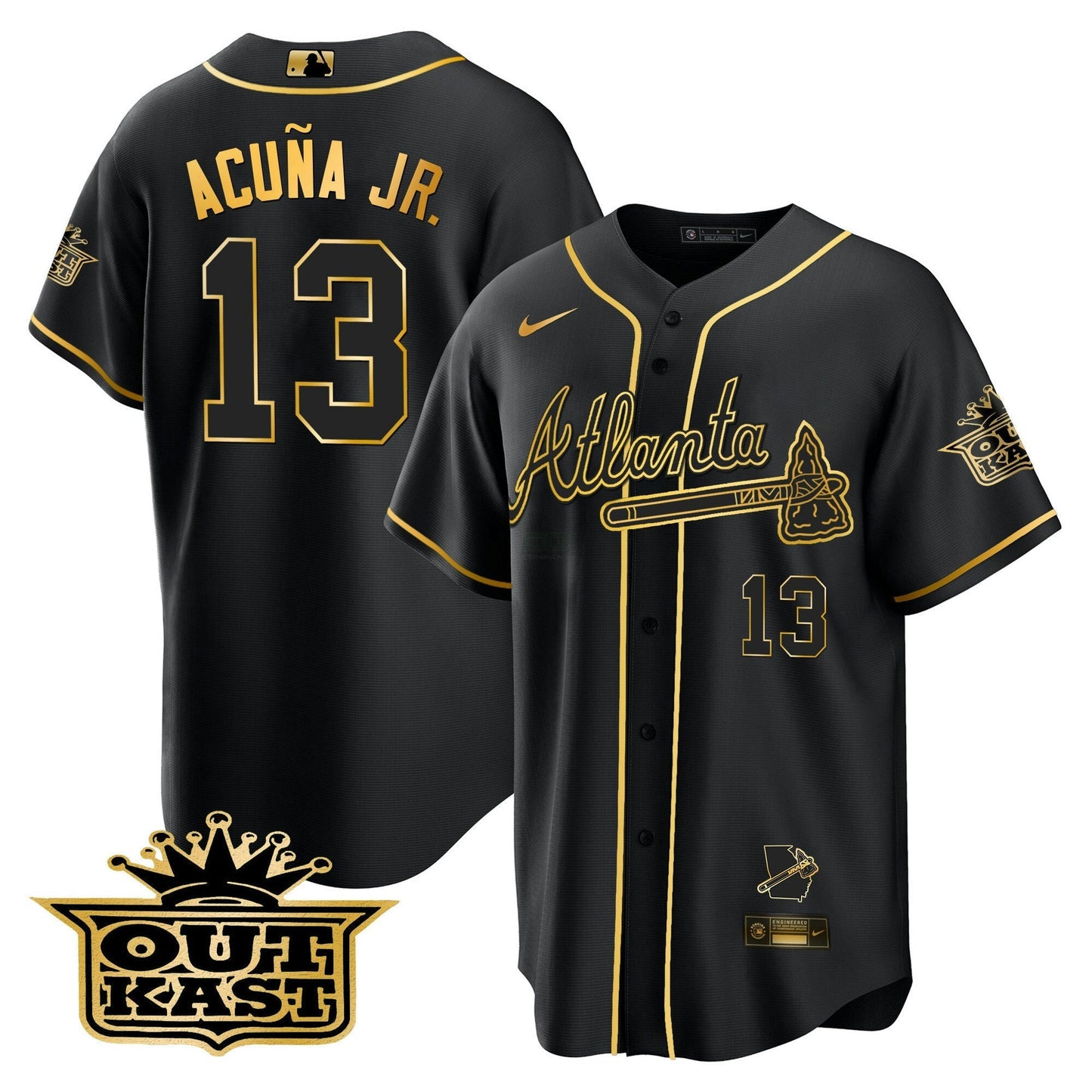 Camisa MLB Men’s Atlanta Outkast Cool Base Dourada Jersey V3