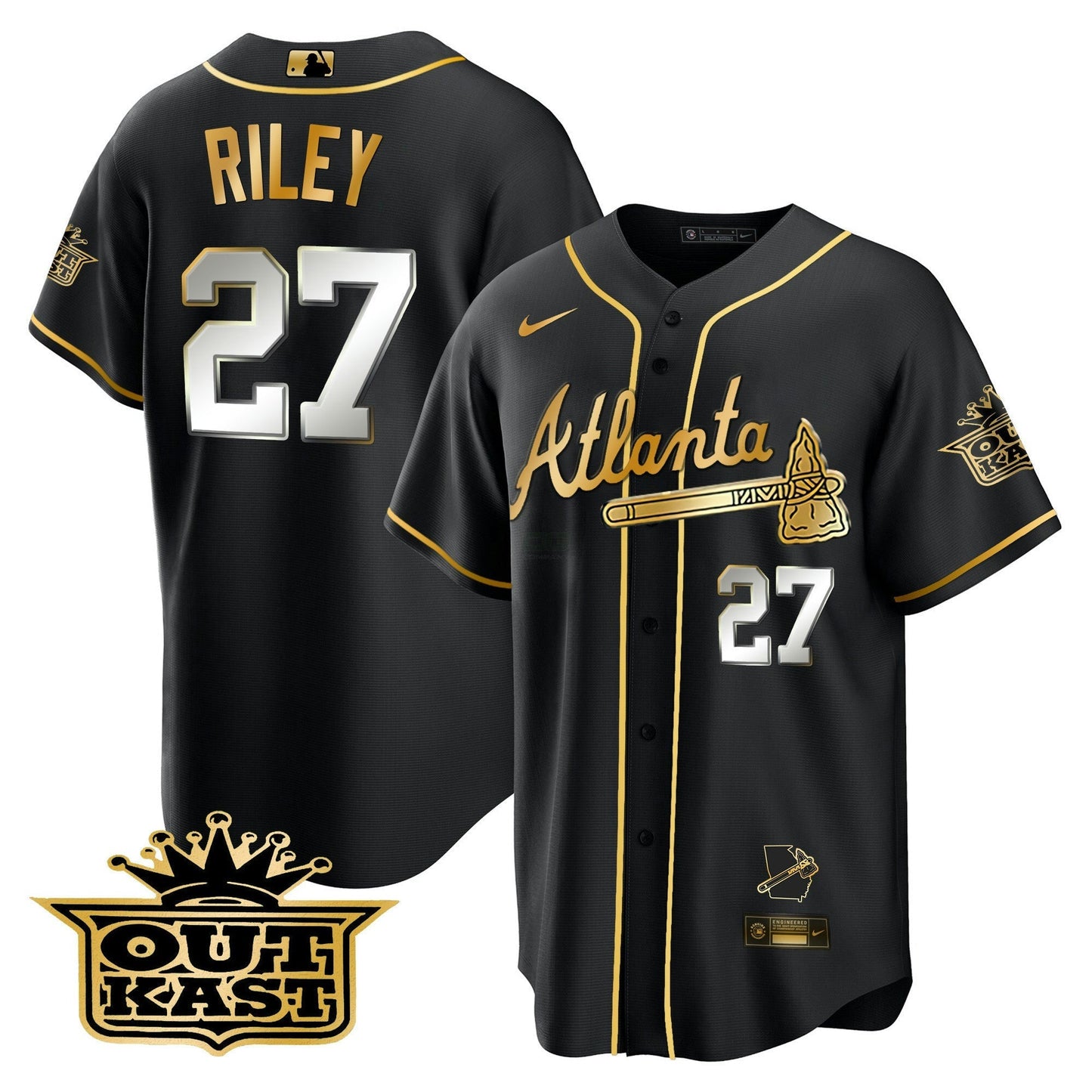 Camisa MLB Men’s Atlanta Outkast Cool Base Dourada Jersey V3
