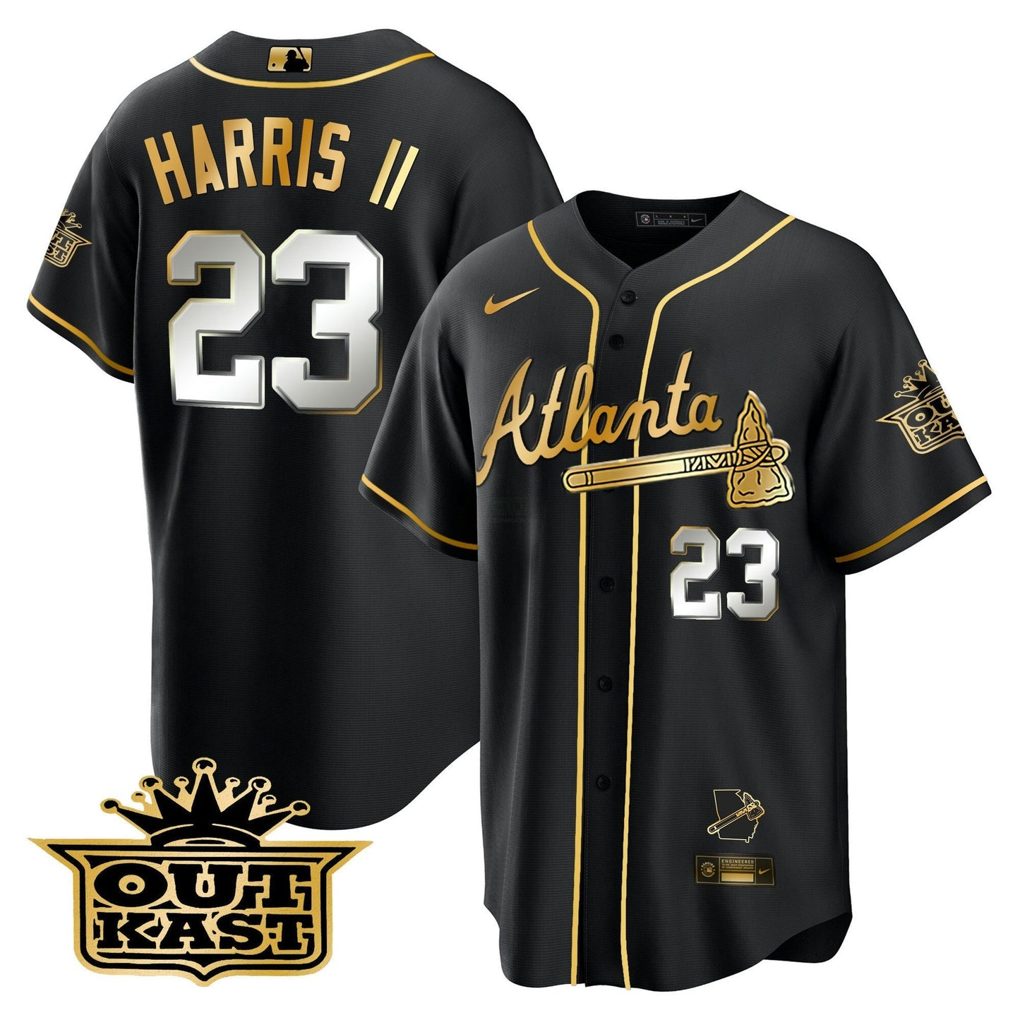 Camisa MLB Men’s Atlanta Outkast Cool Base Dourada Jersey V3