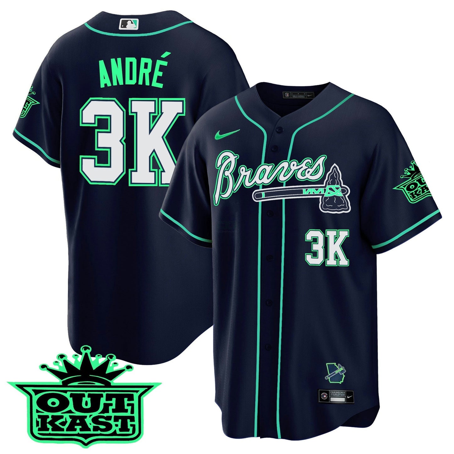 Camisa MLB Men’s Atlanta Outkast Cool Base Jersey – Galaxy Version – Stitched