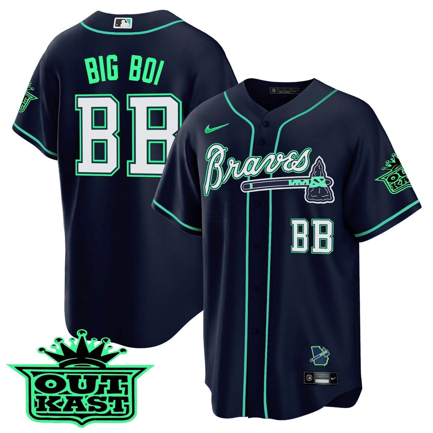 Camisa MLB Men’s Atlanta Outkast Cool Base Jersey – Galaxy Version – Stitched