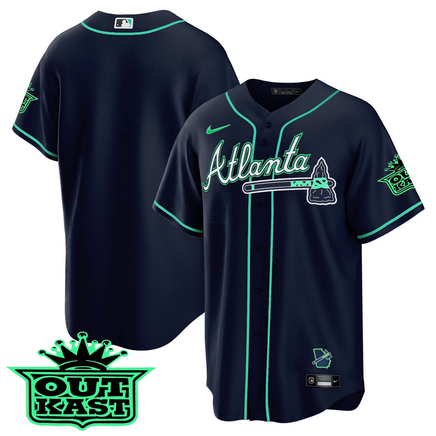 Camisa MLB Men’s Atlanta Outkast Cool Base Jersey V3 – Galaxy Version – Stitched