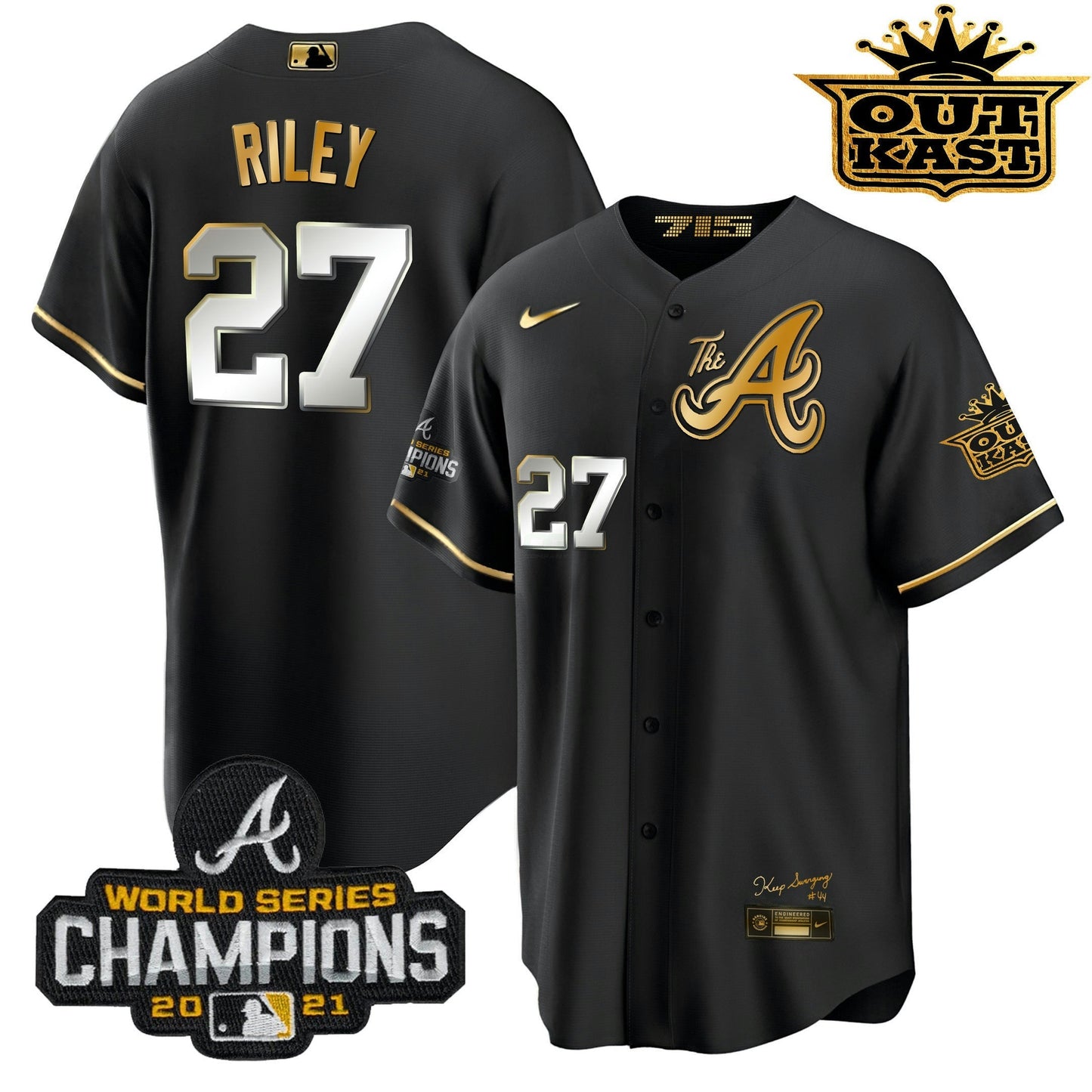 Camisa MLB Men’s Atlanta Outkast Gold The A Cool Base Jersey