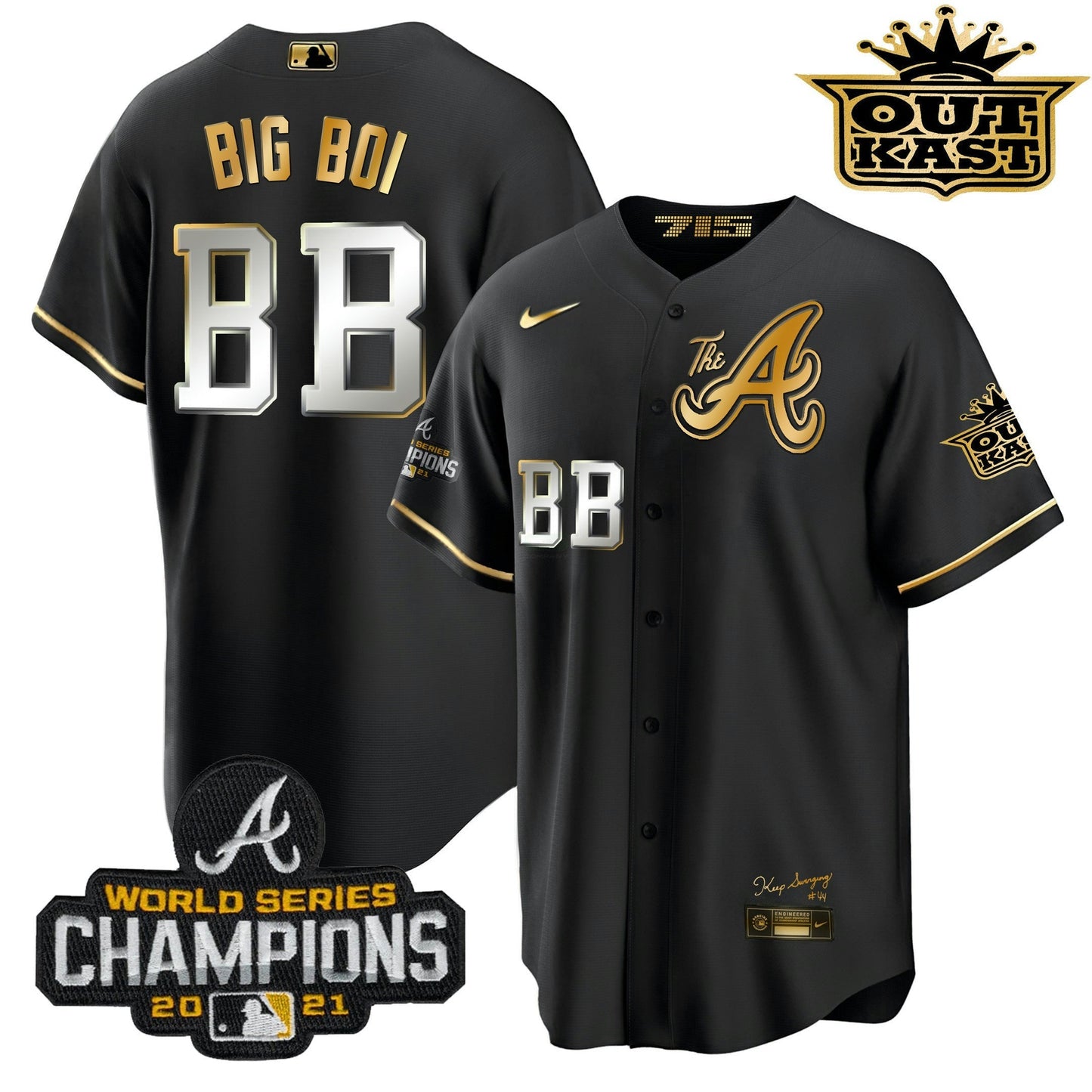 Camisa MLB Men’s Atlanta Outkast Gold The A Cool Base Jersey