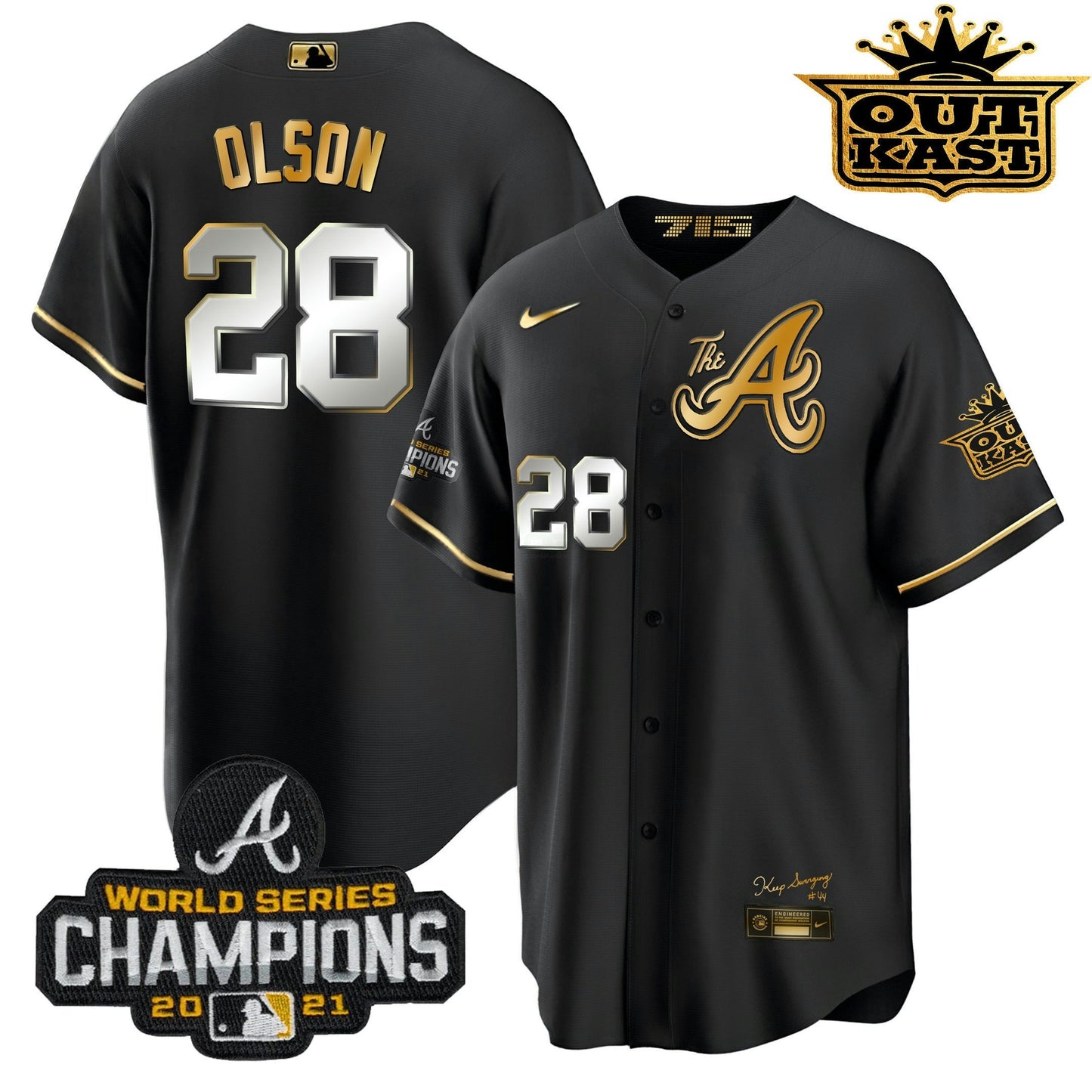 Camisa MLB Men’s Atlanta Outkast Gold The A Cool Base Jersey