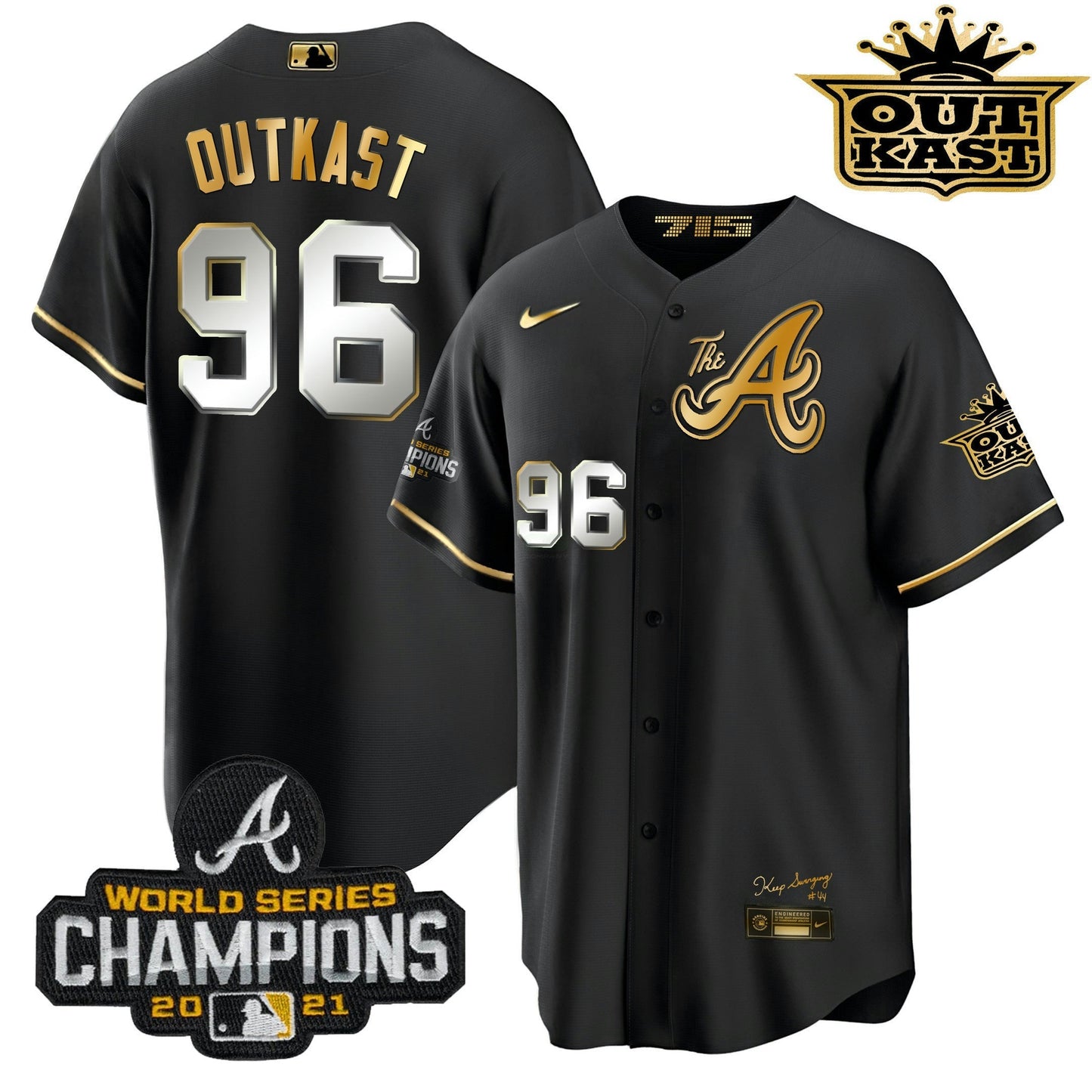 Camisa MLB Men’s Atlanta Outkast Gold The A Cool Base Jersey