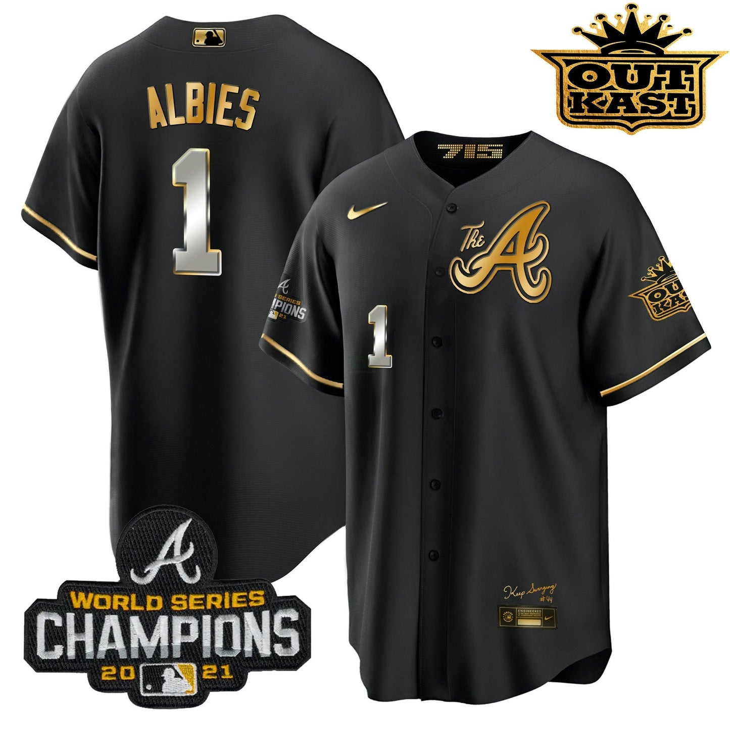 Camisa MLB Men’s Atlanta Outkast Gold The A Cool Base Jersey