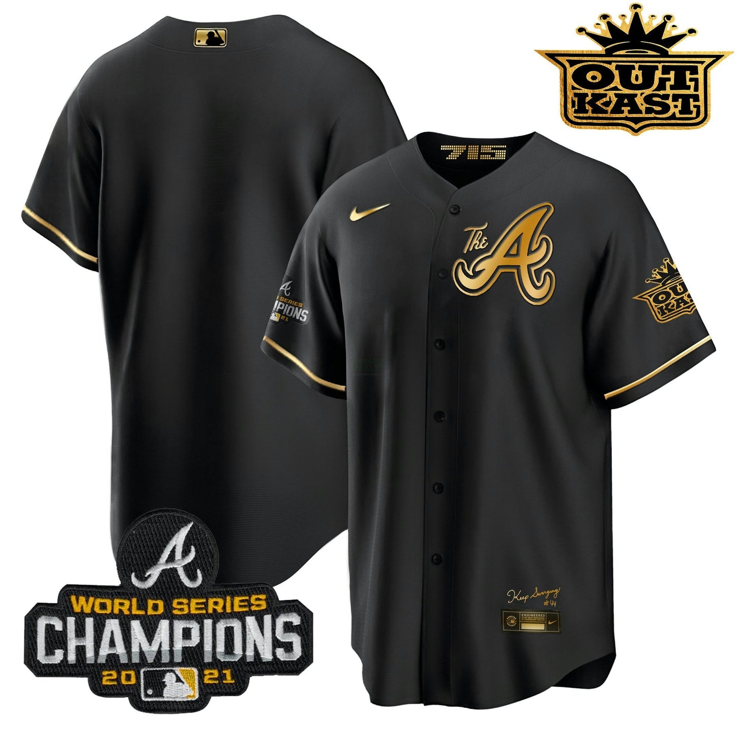 Camisa MLB Men’s Atlanta Outkast Gold The A Cool Base Jersey