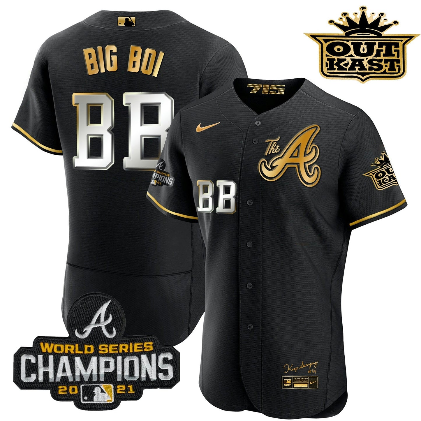 Camisa MLB Men’s Atlanta Outkast Gold The A Flex Base Jersey