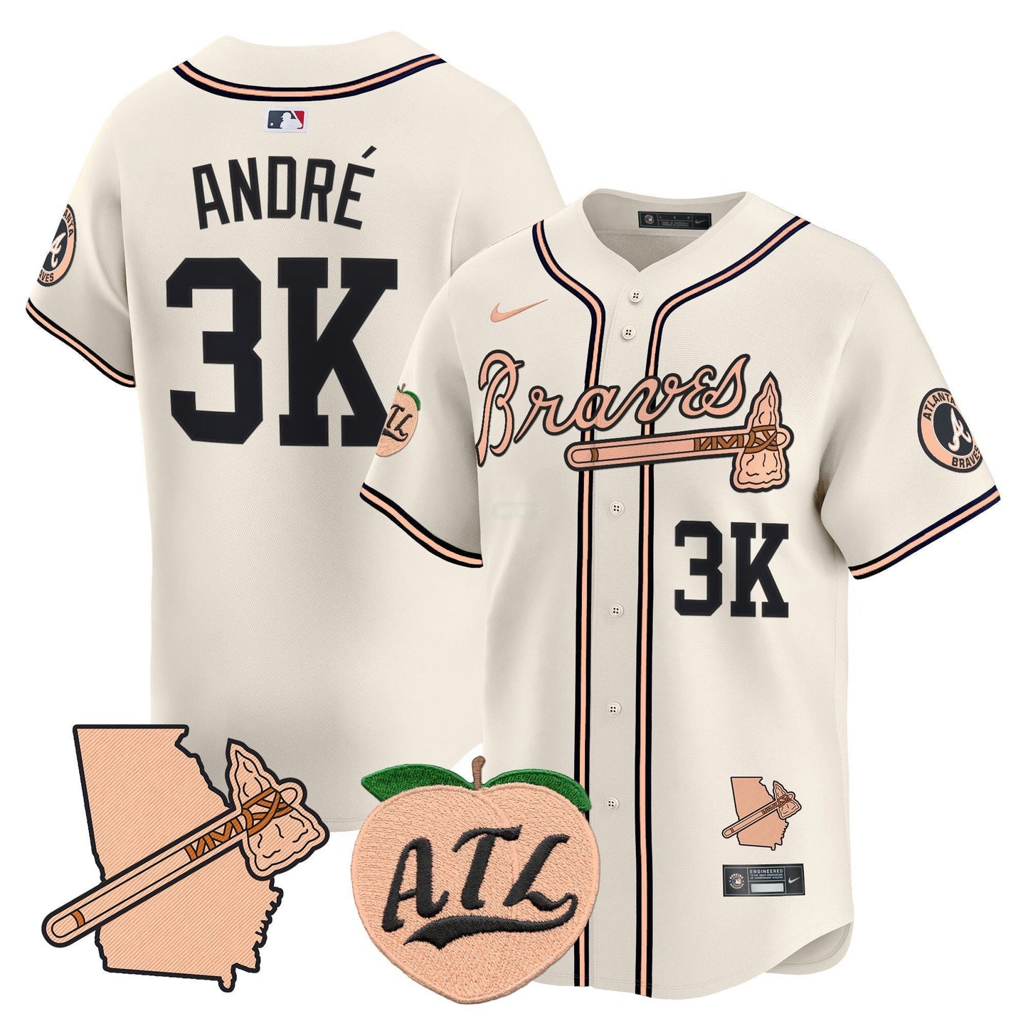 Camisa MLB Men’s Atlanta Peach Vapor Premier Limited Jersey
