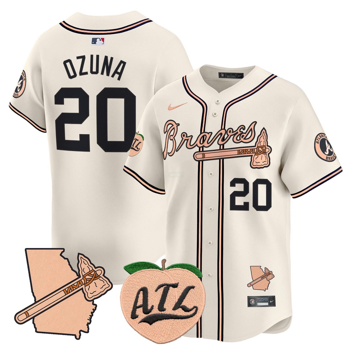 Camisa MLB Men’s Atlanta Peach Vapor Premier Limited Jersey