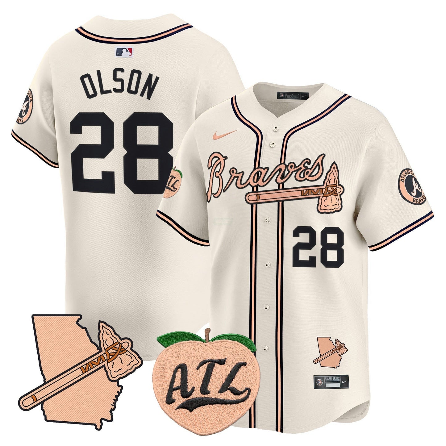 Camisa MLB Men’s Atlanta Peach Vapor Premier Limited Jersey