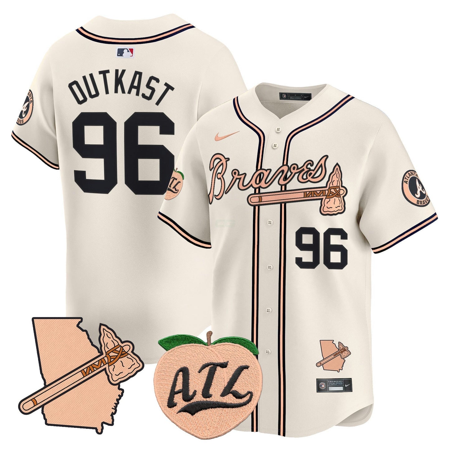 Camisa MLB Men’s Atlanta Peach Vapor Premier Limited Jersey