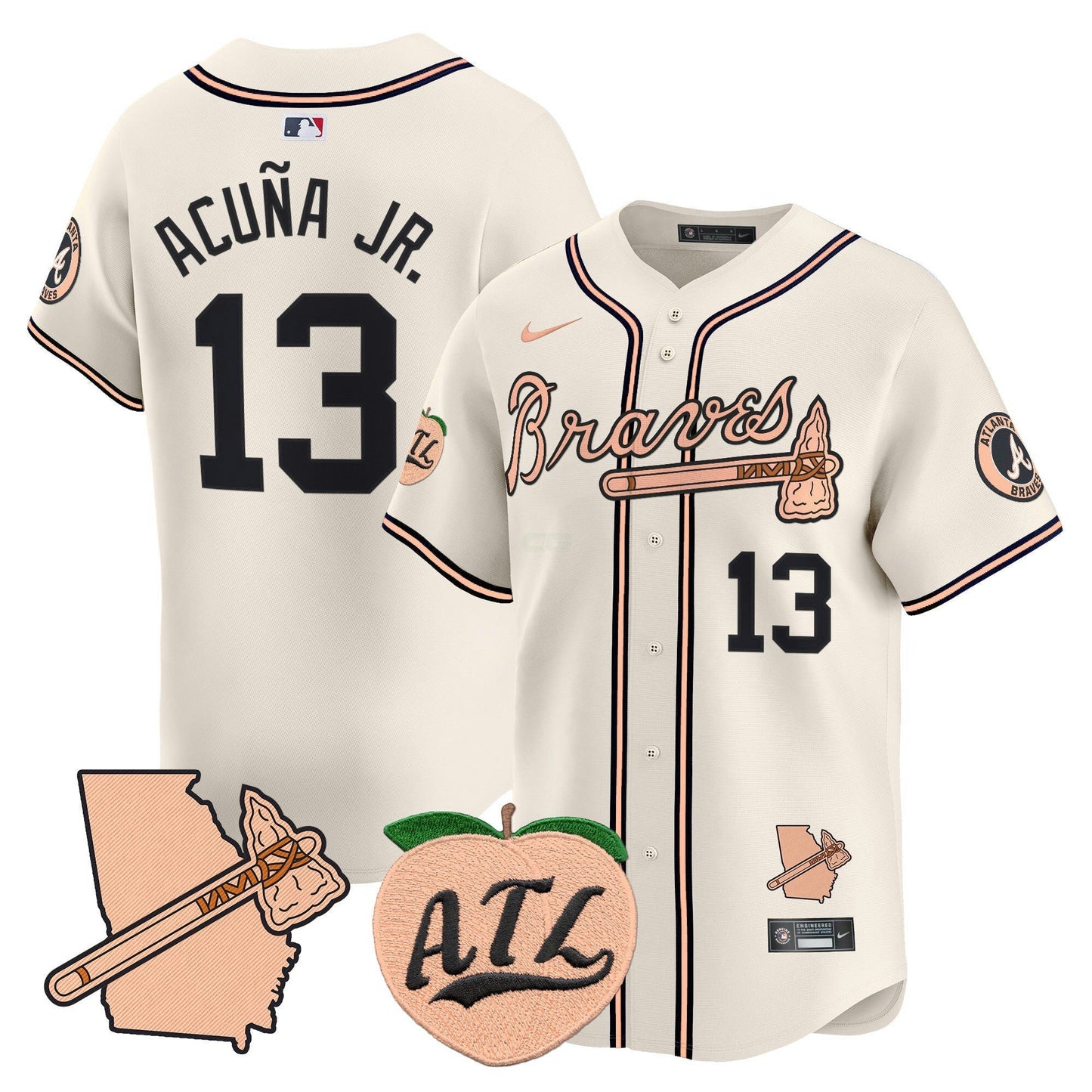 Camisa MLB Men’s Atlanta Peach Vapor Premier Limited Jersey