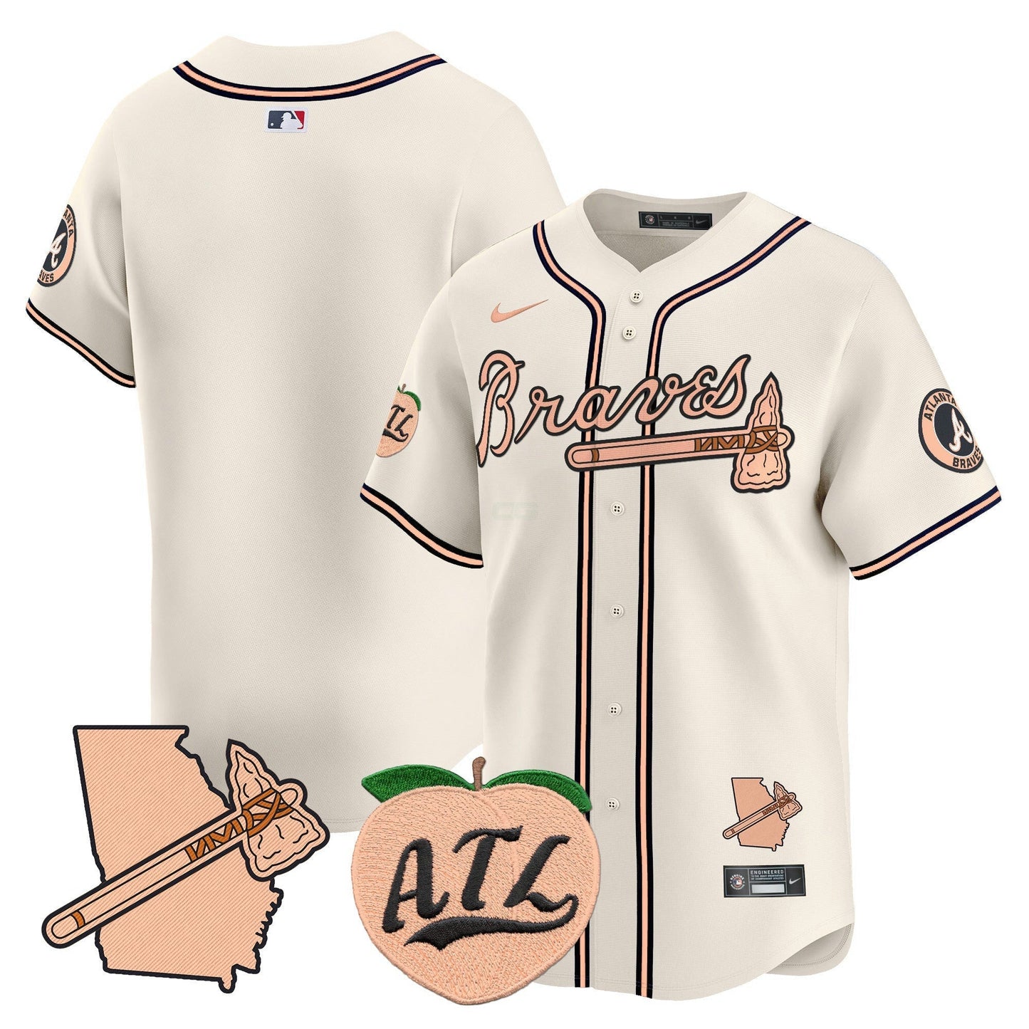 Camisa MLB Men’s Atlanta Peach Vapor Premier Limited Jersey