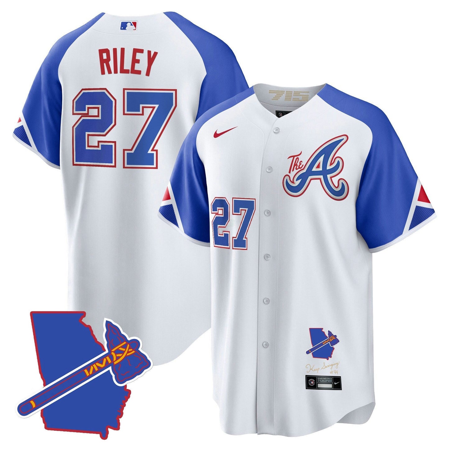 Camisa MLB Men’s Atlanta The A Dourada Cool Base Jersey – Georgia Patch