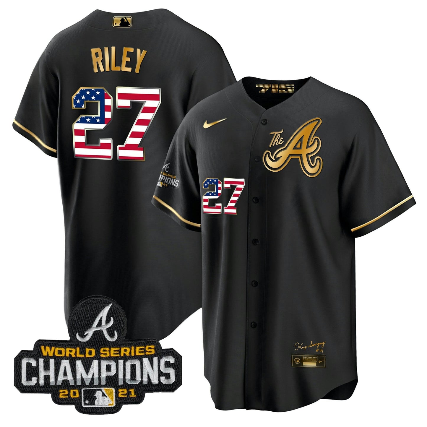 Camisa MLB Men’s Atlanta The A Dourada Flag Cool Base Jersey