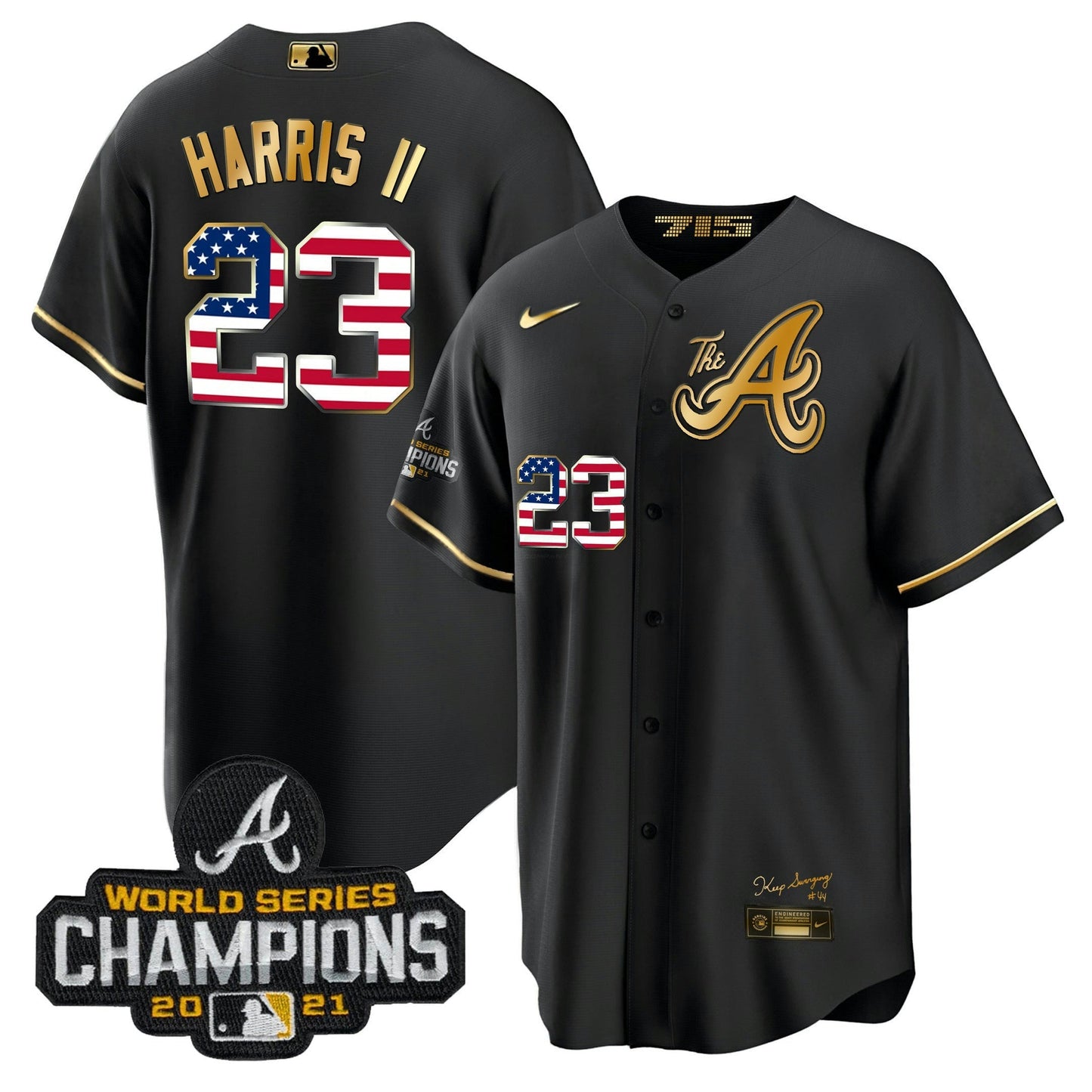 Camisa MLB Men’s Atlanta The A Dourada Flag Cool Base Jersey