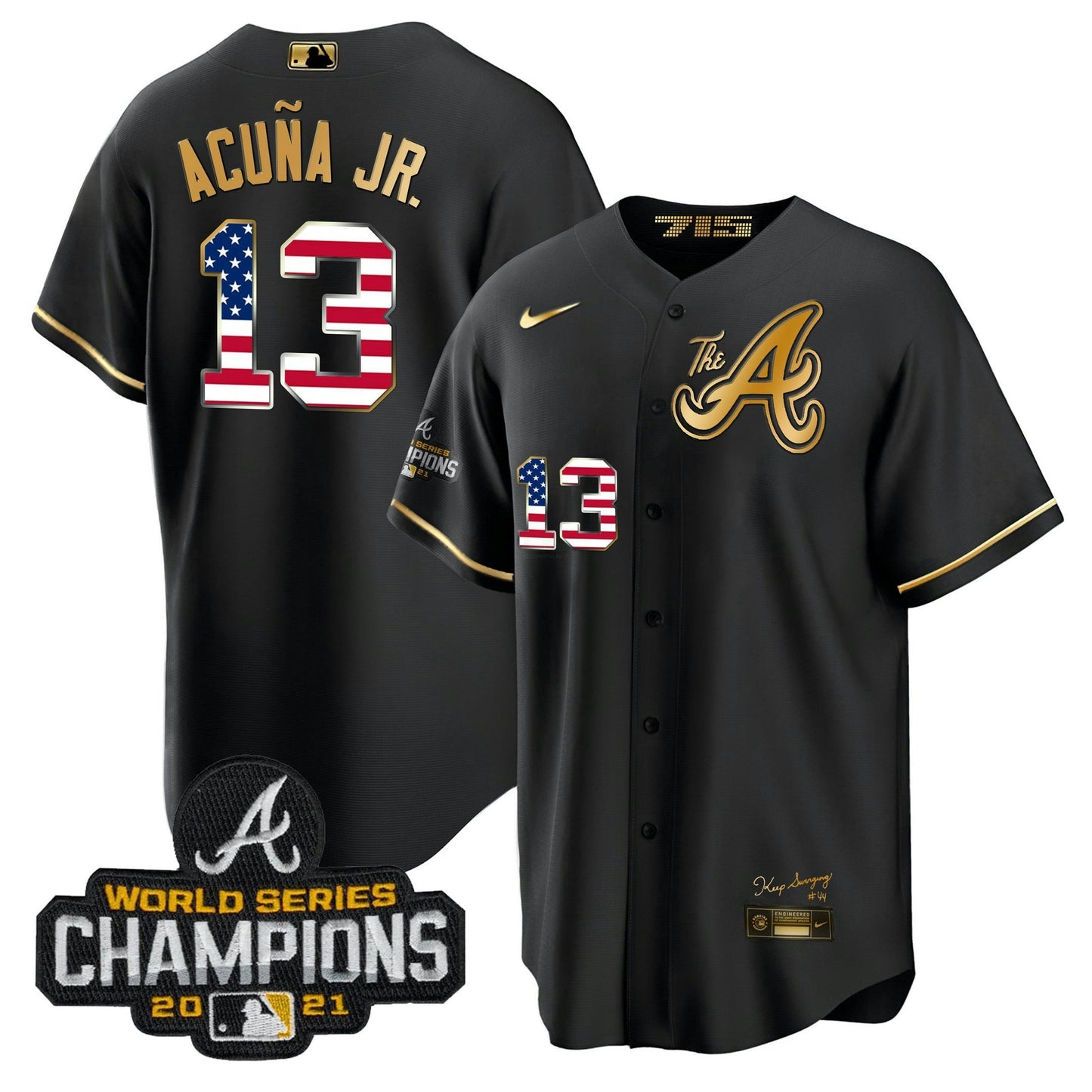 Camisa MLB Men’s Atlanta The A Dourada Flag Cool Base Jersey