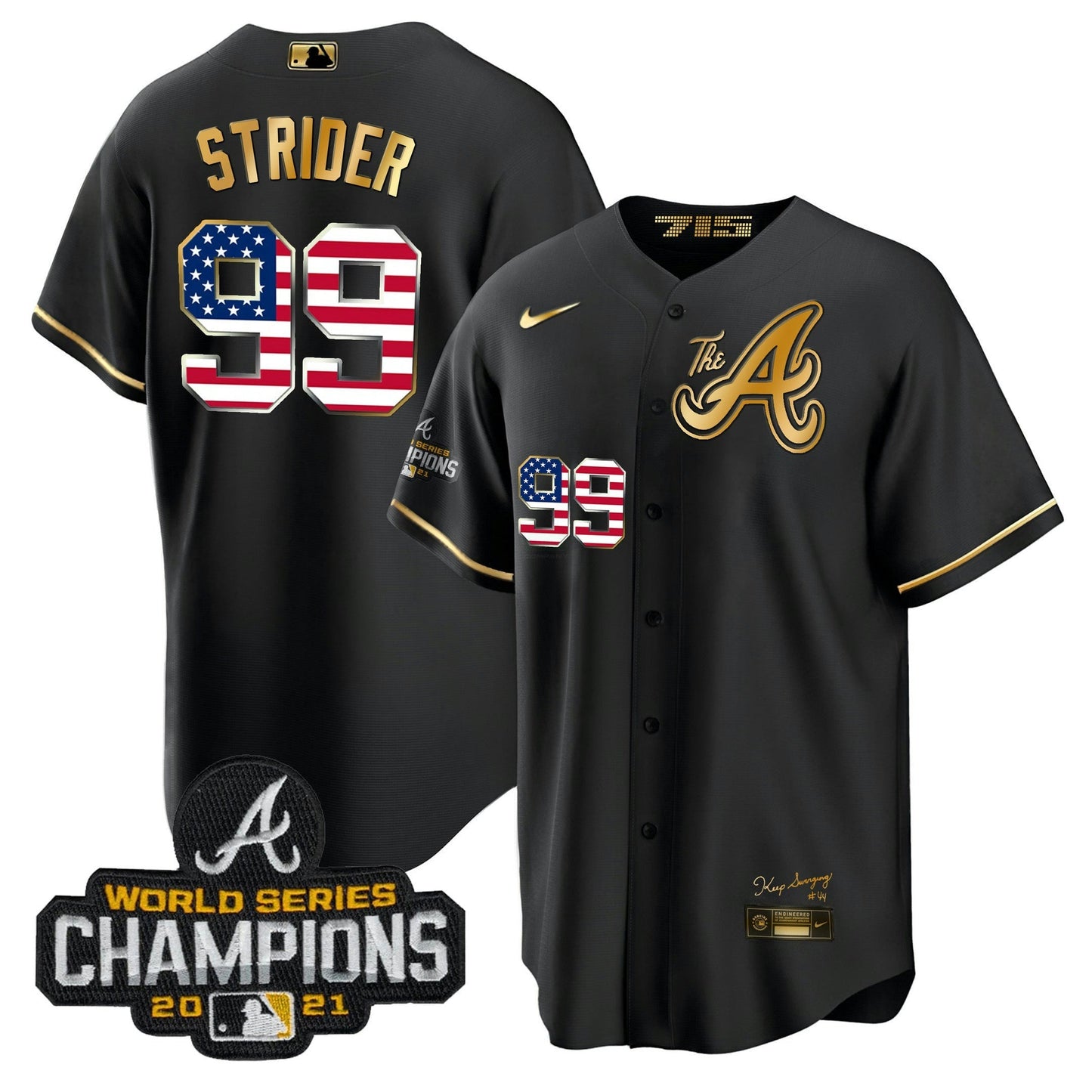 Camisa MLB Men’s Atlanta The A Dourada Flag Cool Base Jersey