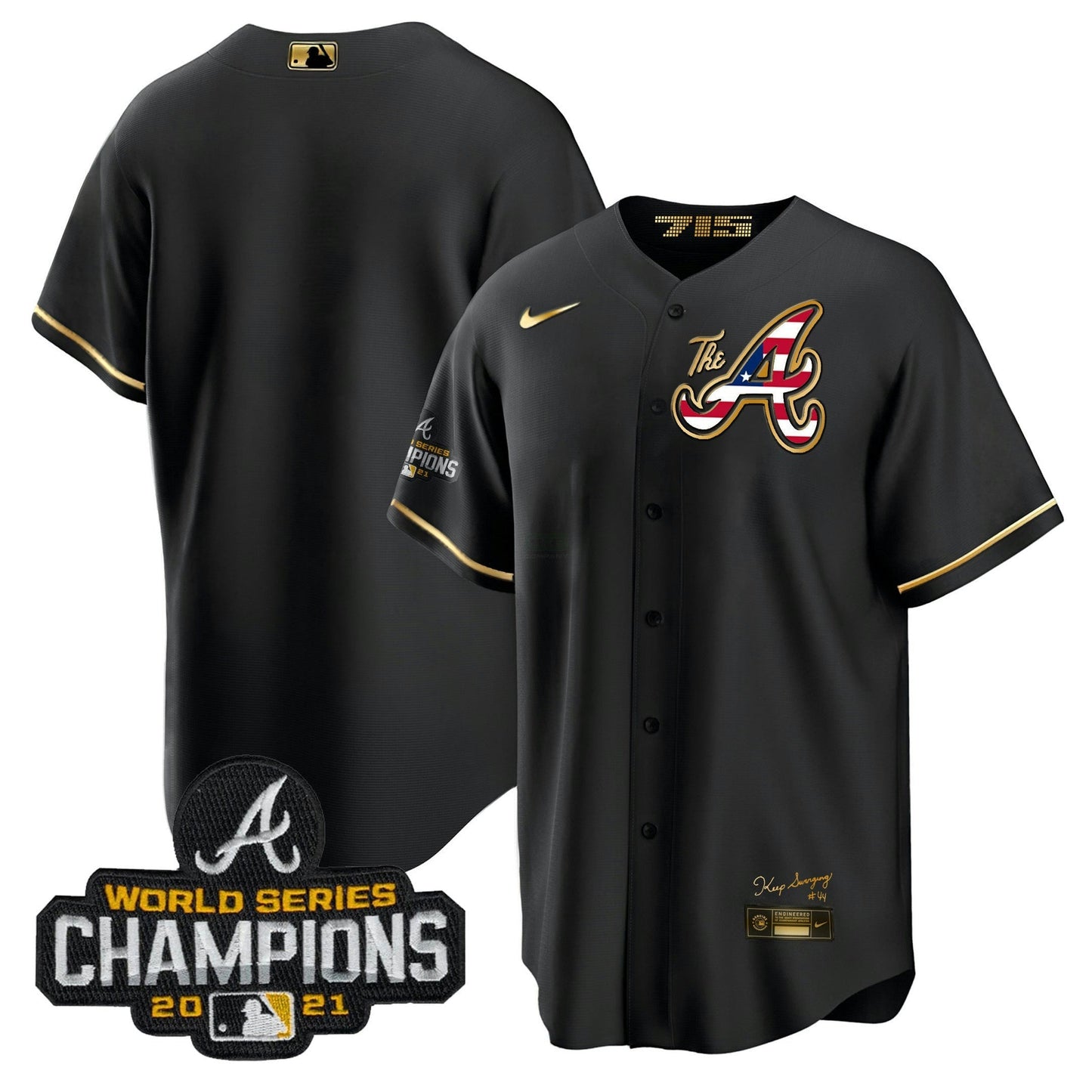 Camisa MLB Men’s Atlanta The A Dourada Flag Cool Base Jersey