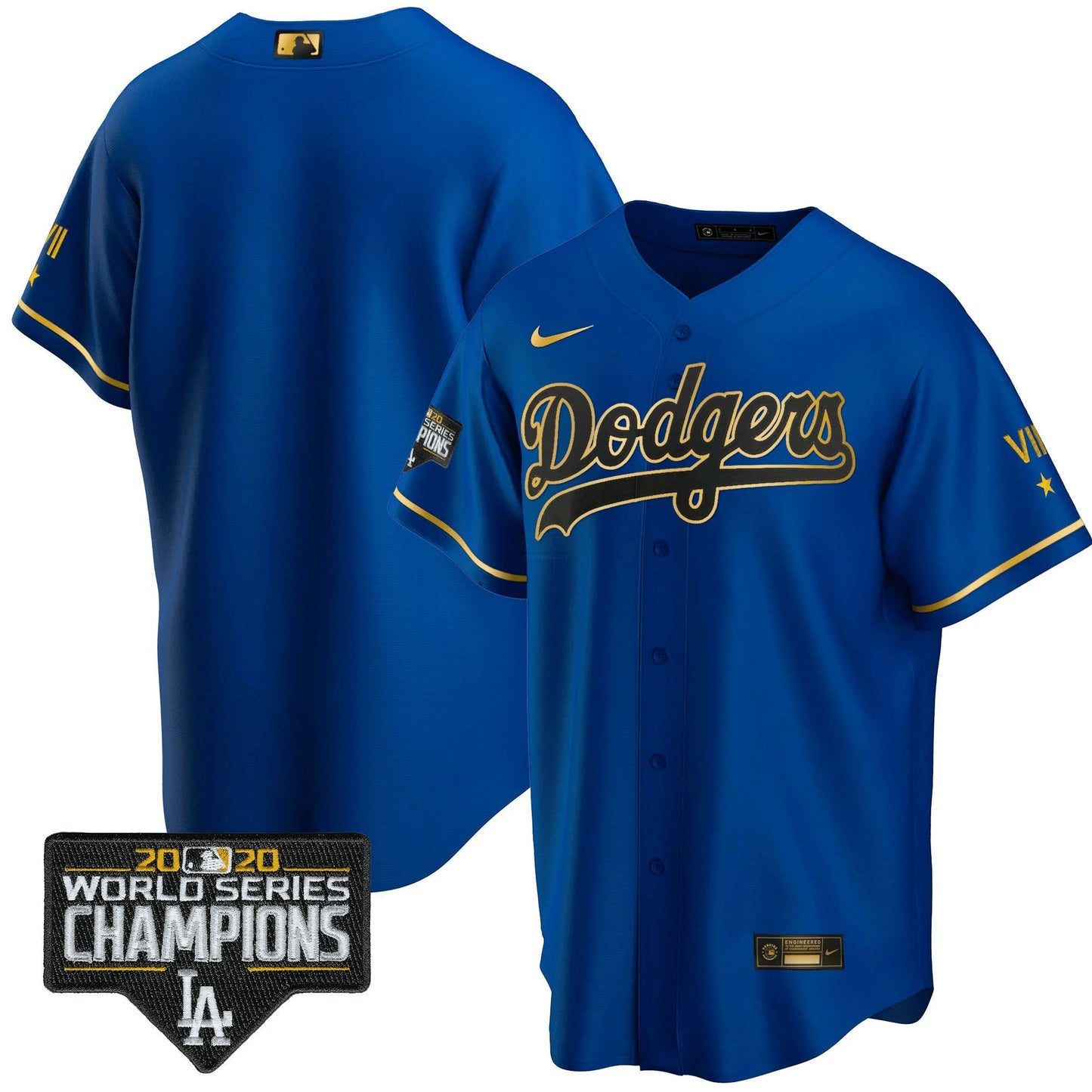 Camisa MLB Men’s Azul Royal Dourada World Series 2020 Patch Jersey