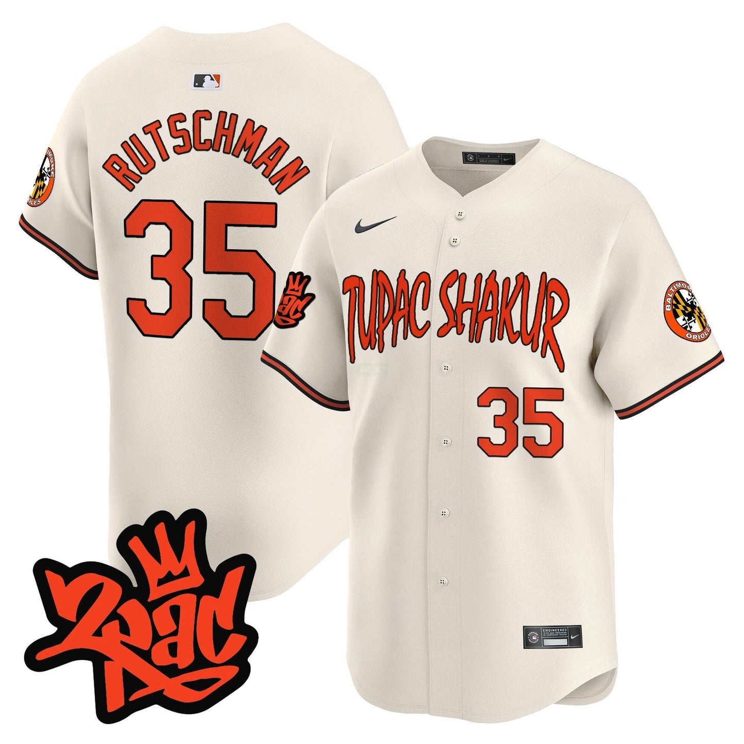 Camisa MLB Men’s Baltimore Tupac Shakur Vapor Premier Limited Jersey