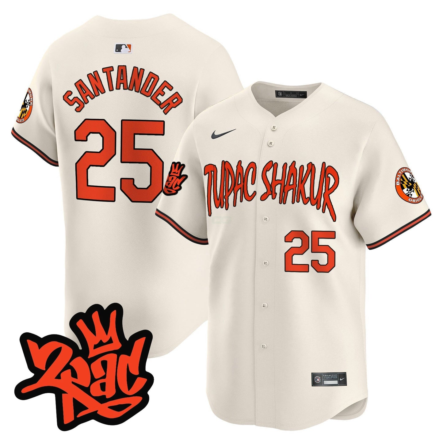 Camisa MLB Men’s Baltimore Tupac Shakur Vapor Premier Limited Jersey