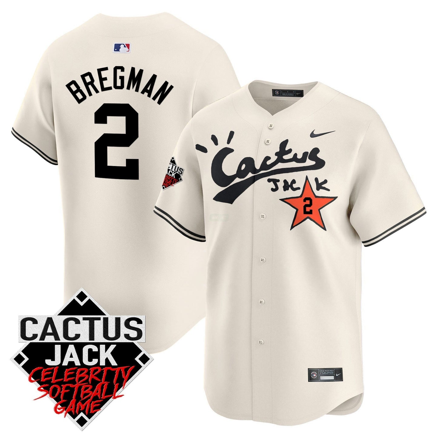 Camisa MLB Men’s Cactus Jack Celebrity Softball Game Patch Vapor Premier Limited Jersey V2 – Stitched