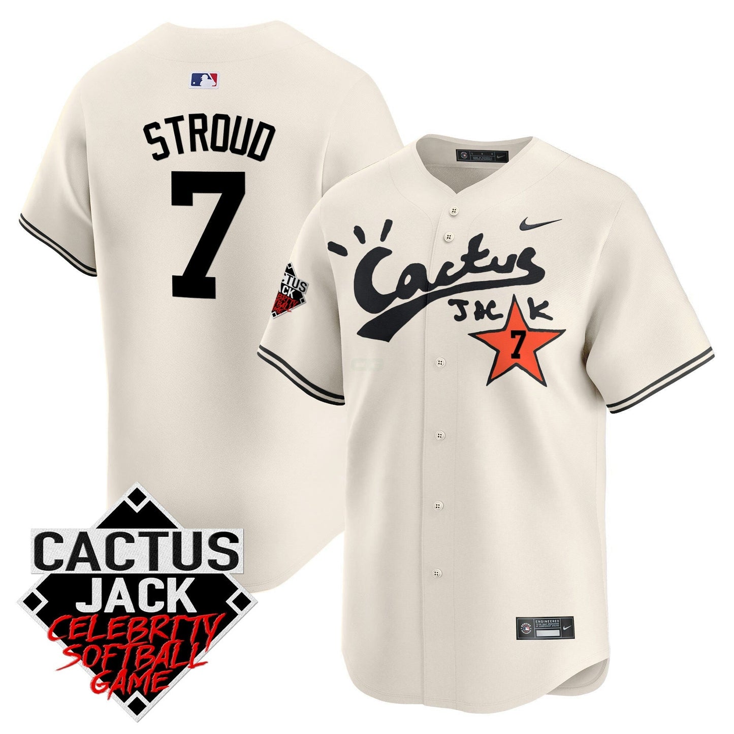 Camisa MLB Men’s Cactus Jack Celebrity Softball Game Patch Vapor Premier Limited Jersey V2 – Stitched