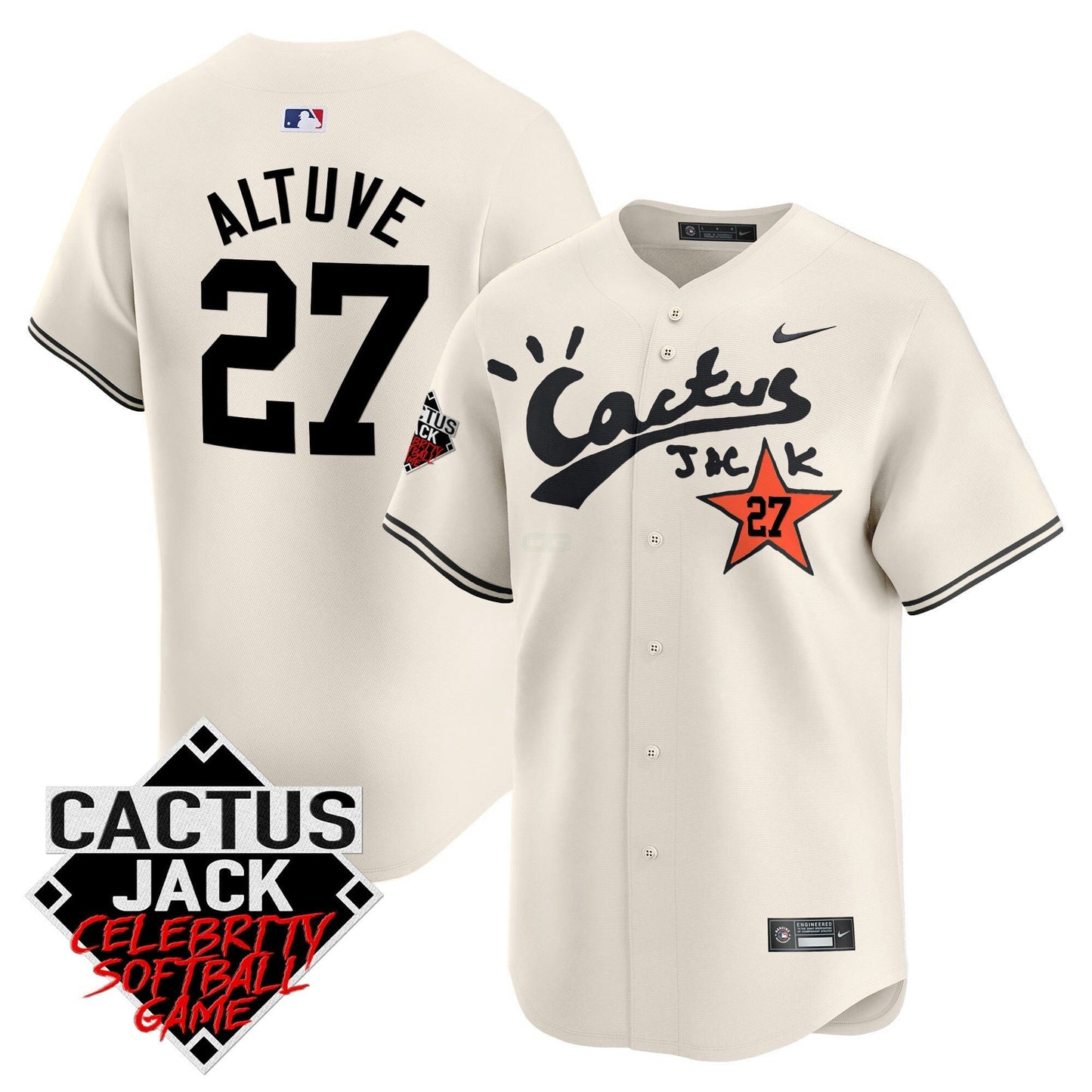 Camisa MLB Men’s Cactus Jack Celebrity Softball Game Patch Vapor Premier Limited Jersey V2 – Stitched