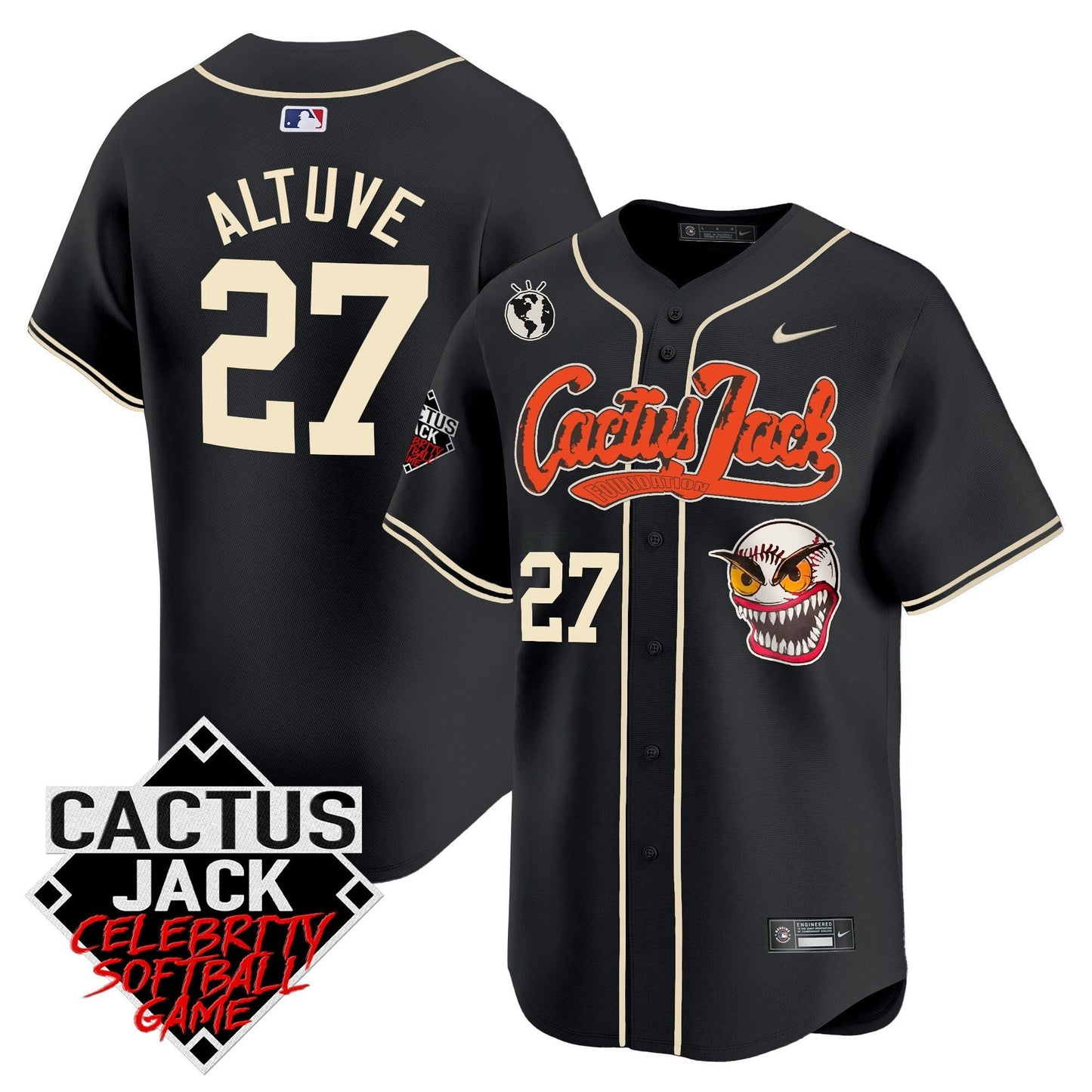 Camisa MLB Men’s Cactus Jack Celebrity Softball Game Patch Vapor Premier Limited Jersey – Stitched