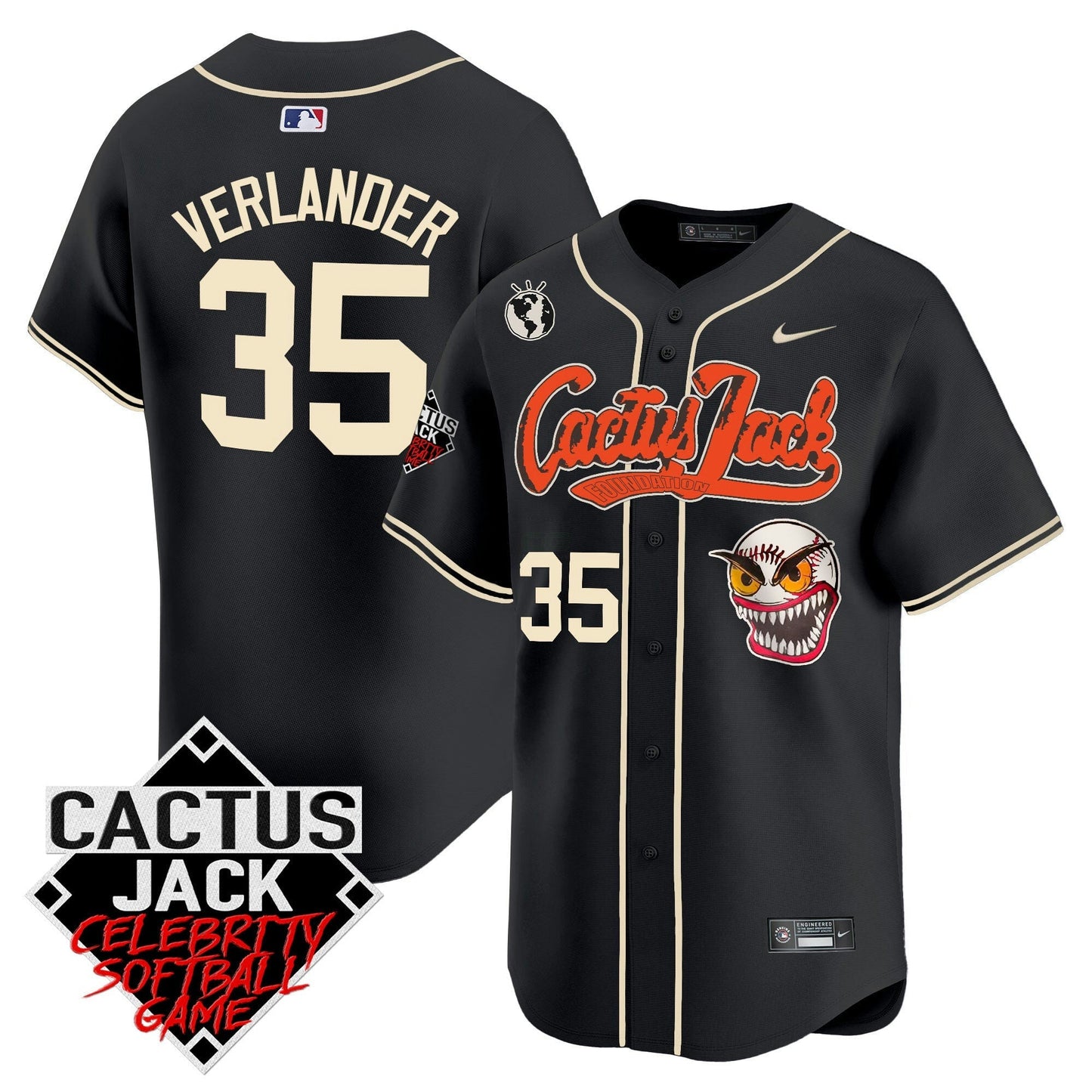 Camisa MLB Men’s Cactus Jack Celebrity Softball Game Patch Vapor Premier Limited Jersey – Stitched