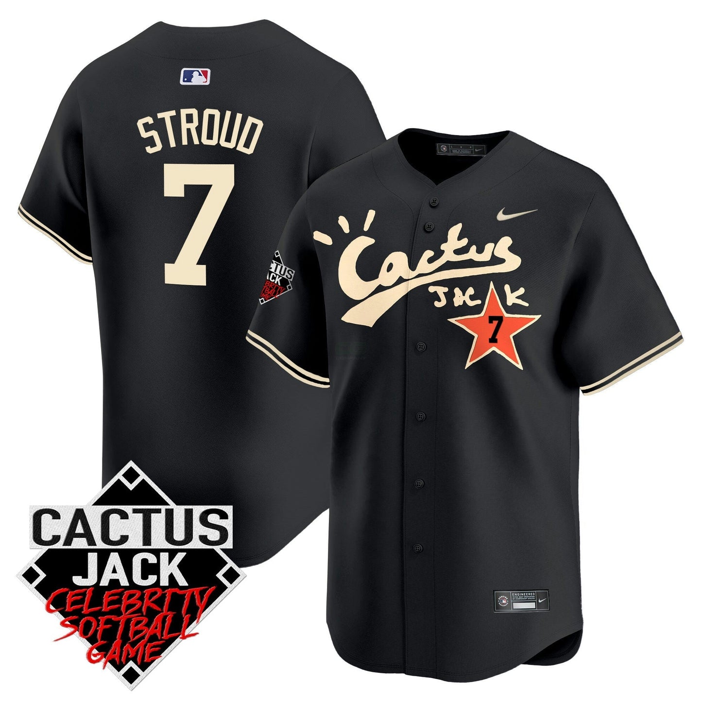 Camisa MLB Men’s Cactus Jack Celebrity Softball Game Patch Vapor Premier Limited Jersey V2 – Stitched