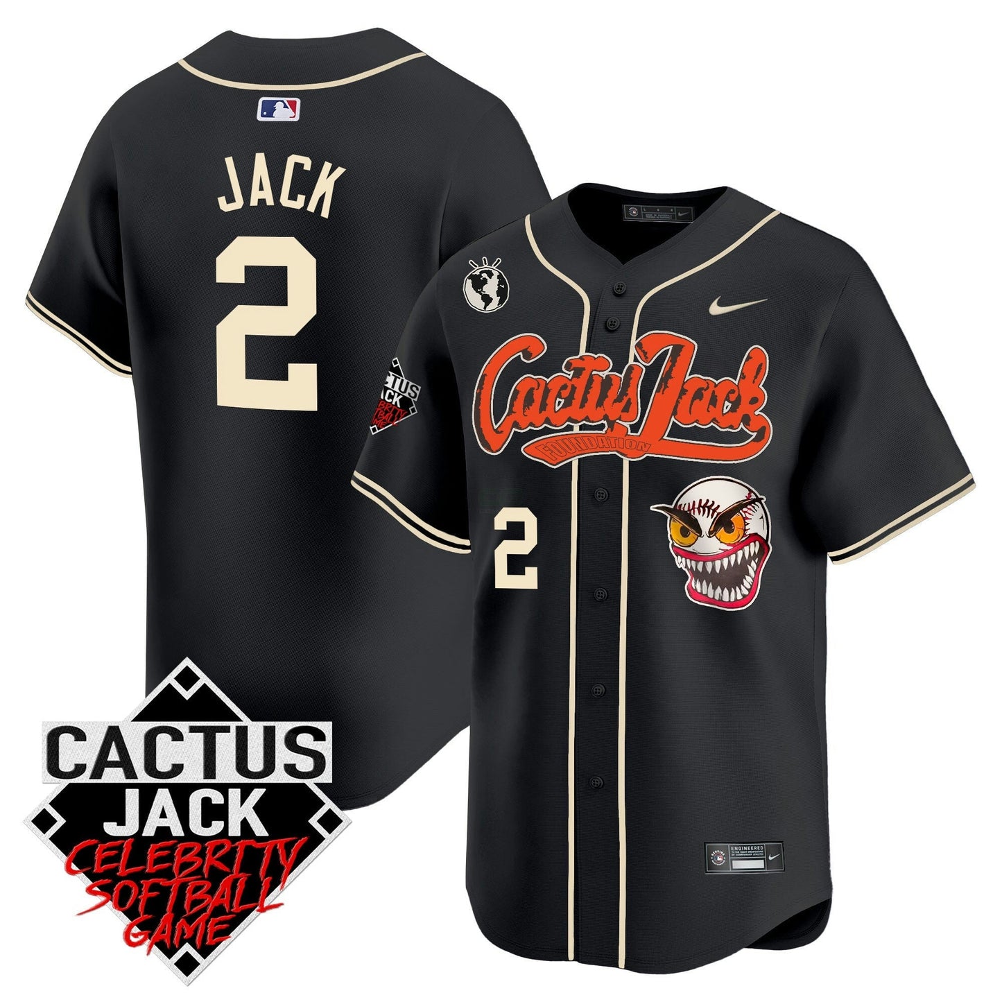 Camisa MLB Men’s Cactus Jack Celebrity Softball Game Patch Vapor Premier Limited Jersey – Stitched