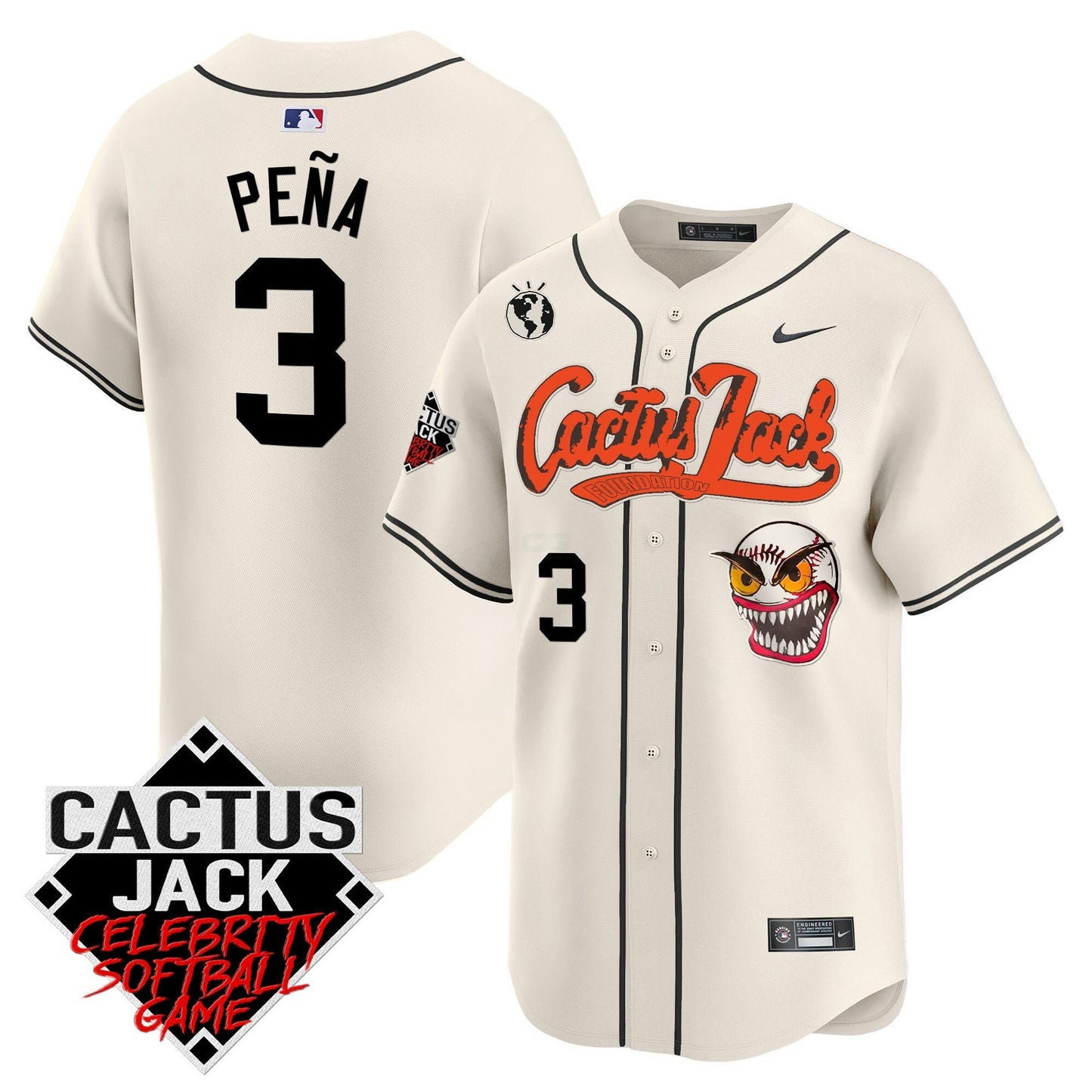 Camisa MLB Men’s Cactus Jack Celebrity Softball Game Patch Vapor Premier Limited Jersey – Stitched