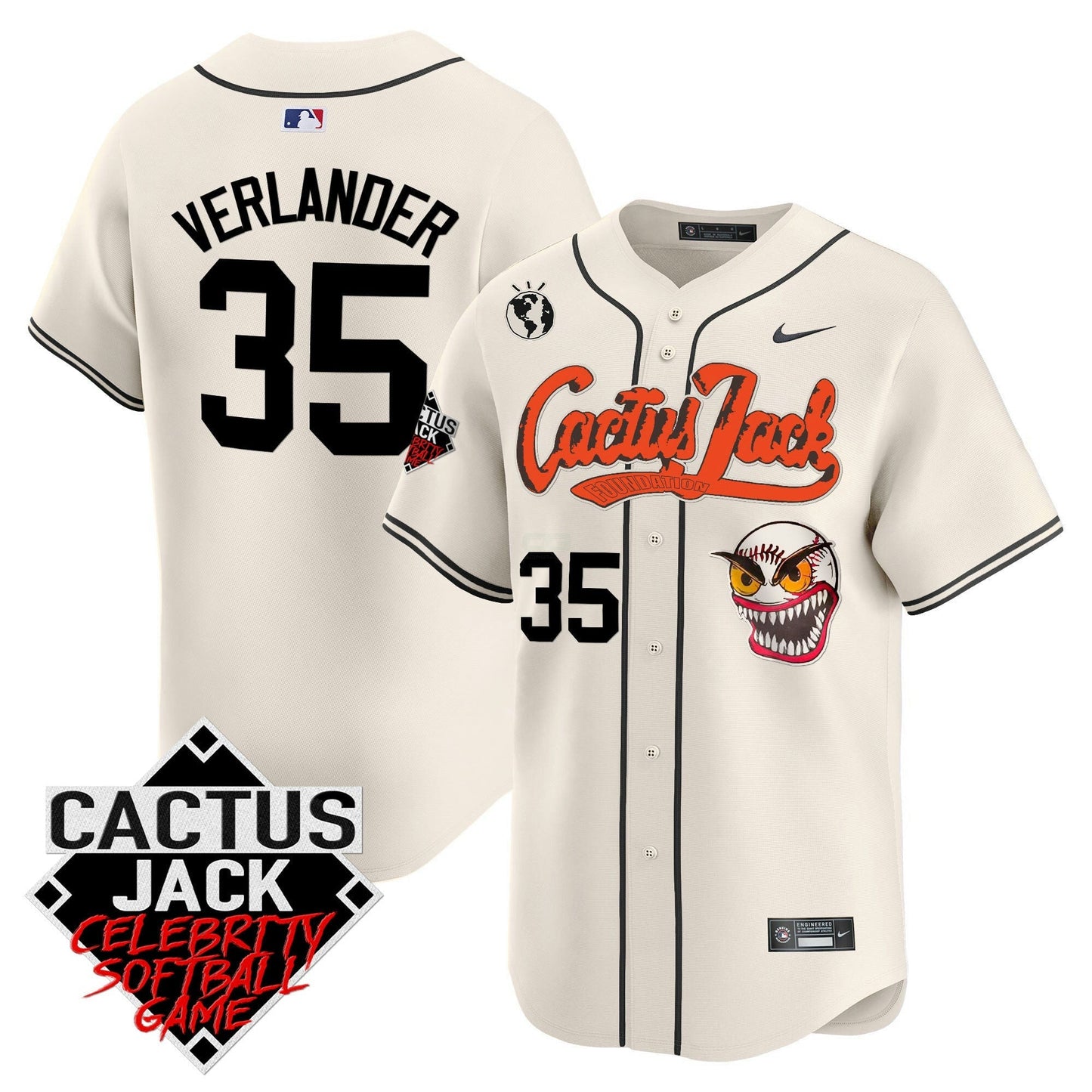 Camisa MLB Men’s Cactus Jack Celebrity Softball Game Patch Vapor Premier Limited Jersey – Stitched
