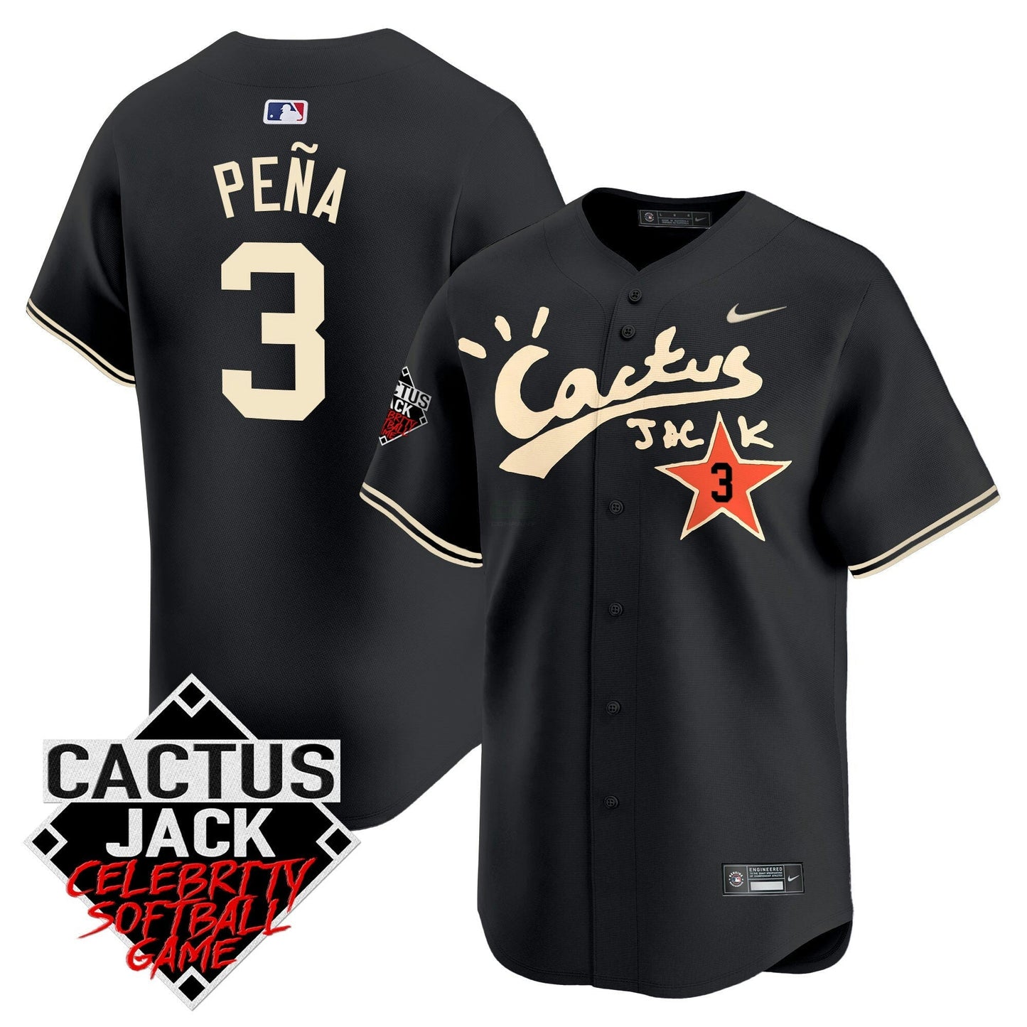 Camisa MLB Men’s Cactus Jack Celebrity Softball Game Patch Vapor Premier Limited Jersey V2 – Stitched