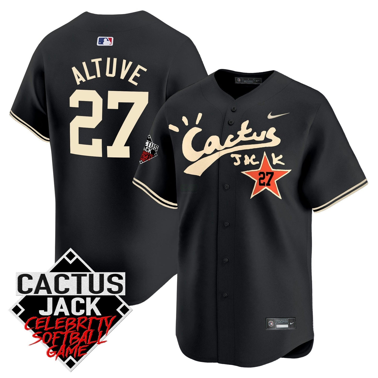 Camisa MLB Men’s Cactus Jack Celebrity Softball Game Patch Vapor Premier Limited Jersey V2 – Stitched